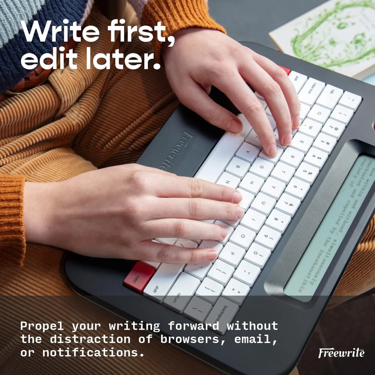 Freewrite Alpha Digital Typewriter - Backlit LCD, Wi-Fi Backup