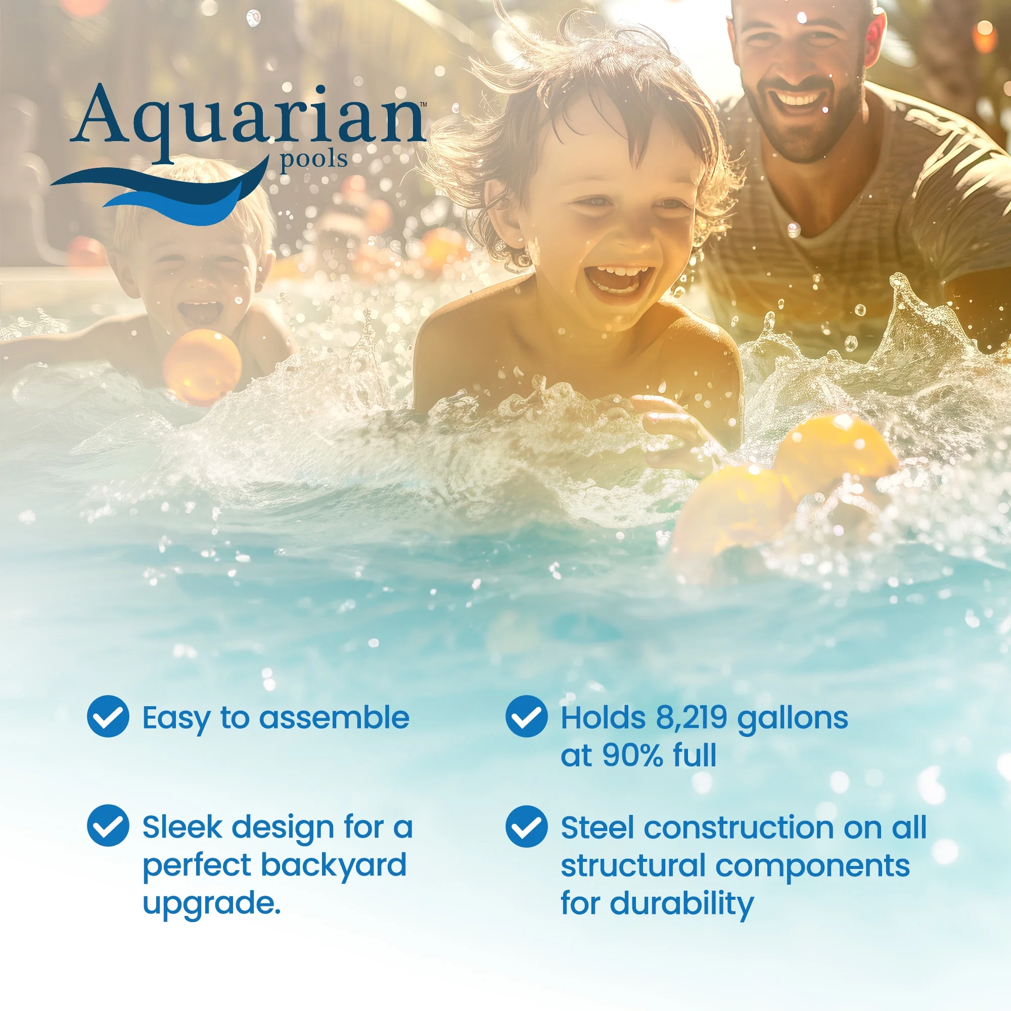 Aquarian Phoenix 18' x 52" Steel Frame DIY Family Size Above Ground Pool