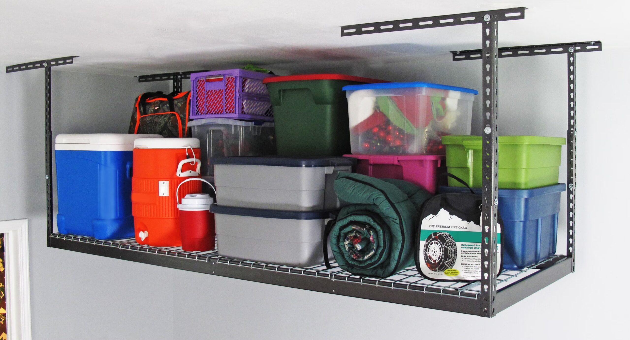 MonsterRax 3' x 8' Overhead Garage Storage Rack Holds 450 Pounds, White