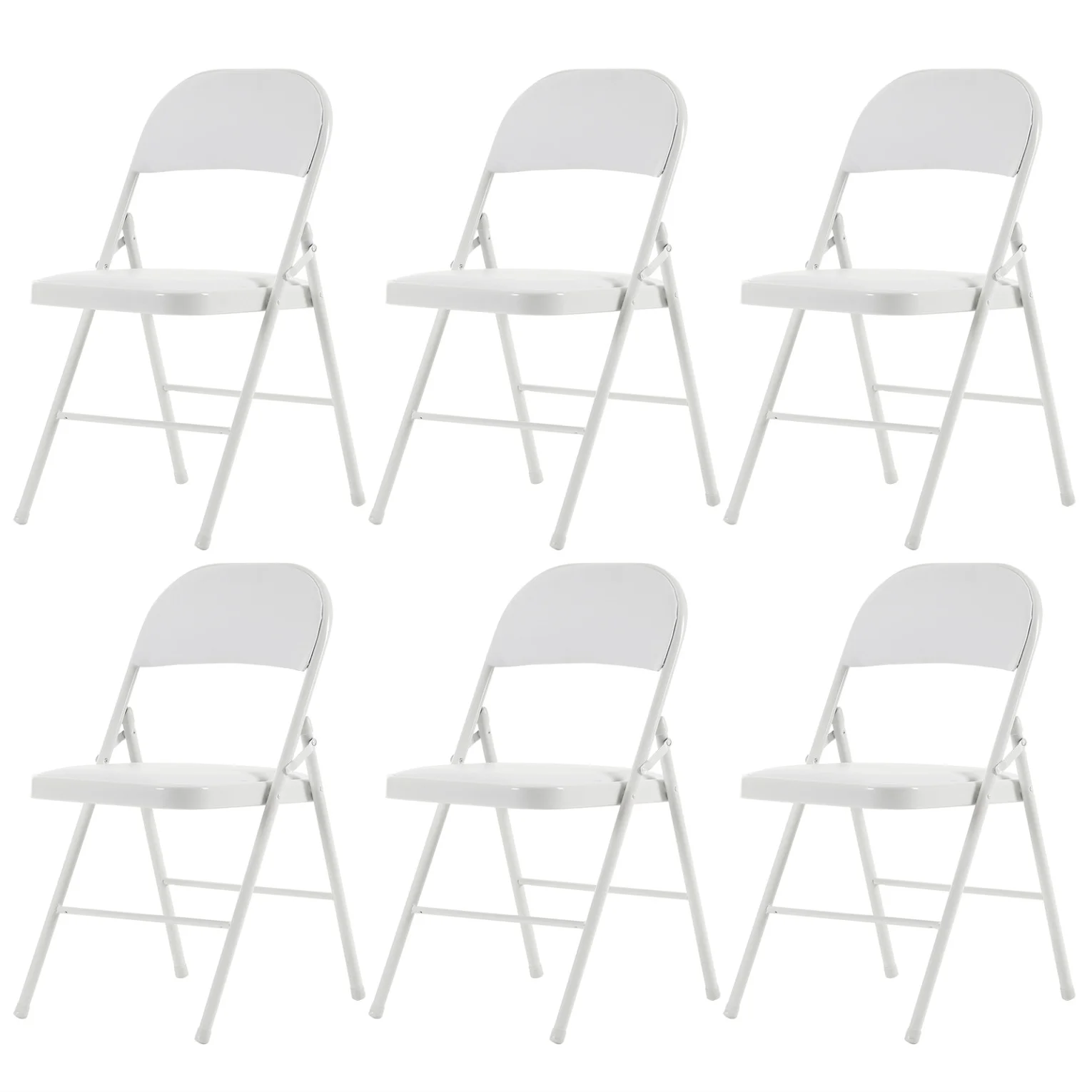 6 Pack Gray Folding Chairs with Padded Seats, Portable Stackable Foldable Chairs for Indoor & Outdoor, Commercial Seat with Metal Frame for Events Office Wedding Party, 330lbs Capacity