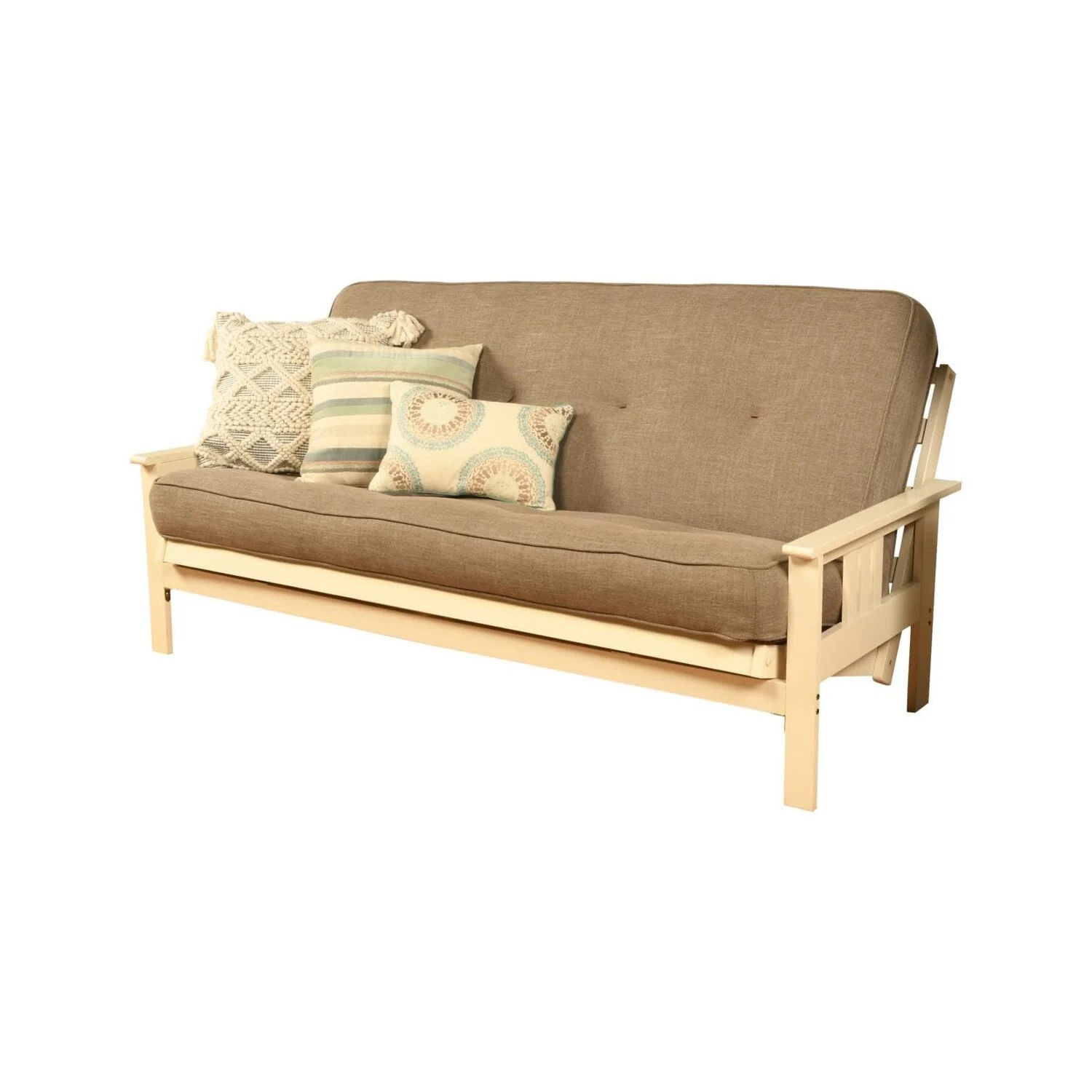 Homestock African Artifacts Full Size Futon Frame Set with Mattress, Easily Converts to Bed, Versatile Design Futon Frame for All Spaces, 33"H x 79"L x 37"D-Color:Linen Charcoal,Size:Barbados