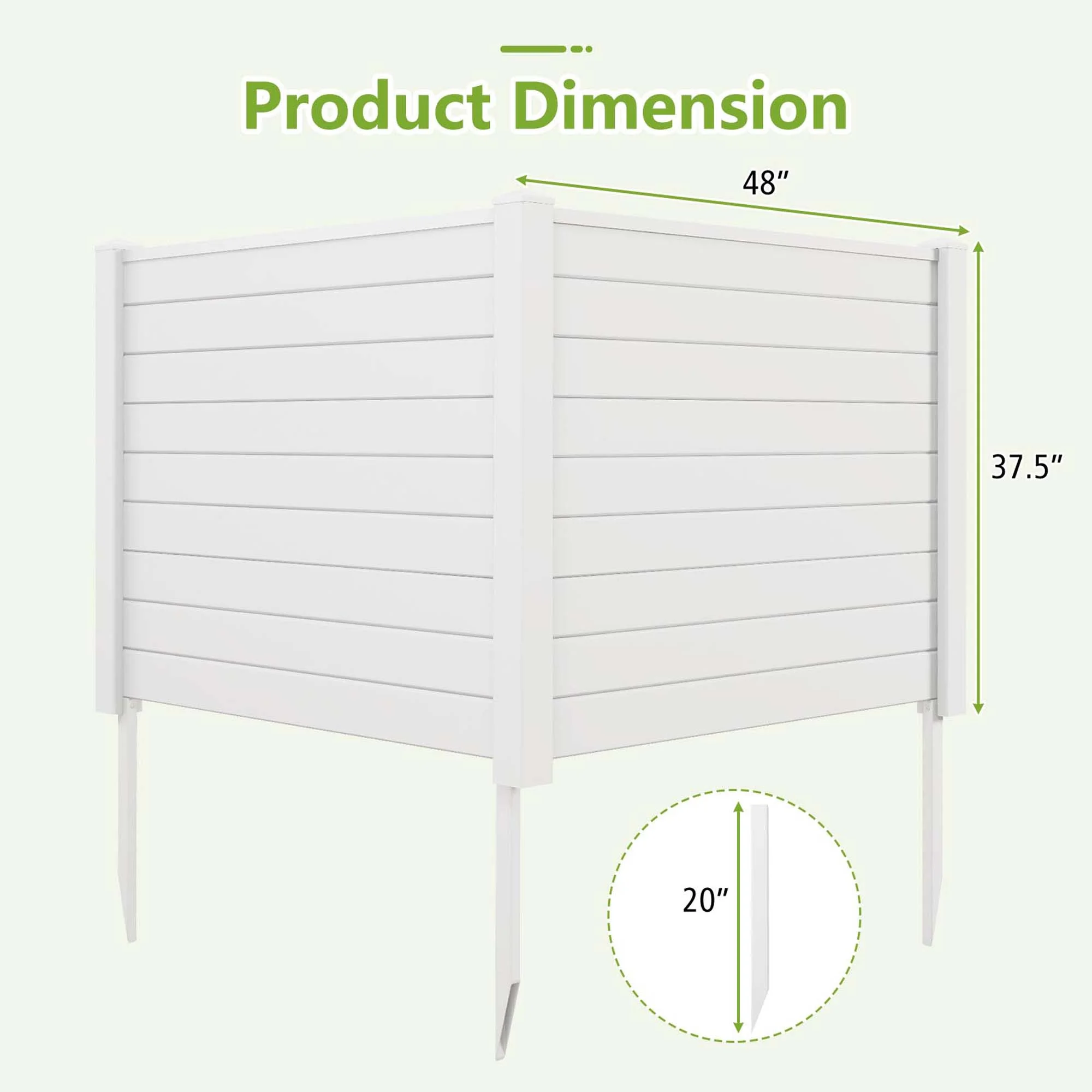 Costway 48"L x 37.5"H Air Conditioner Fence with 3 Ground Stakes