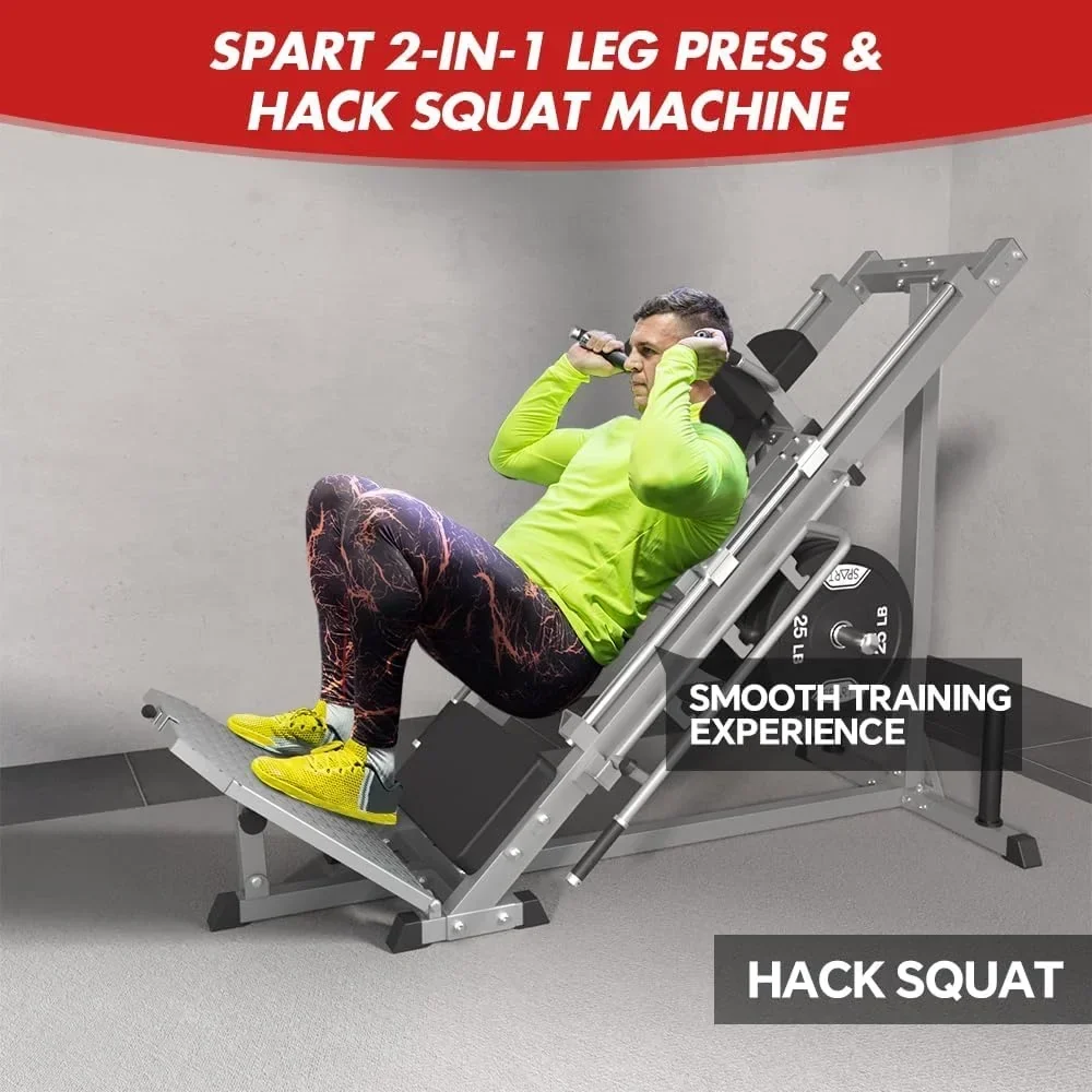 2-In-1 Leg Press And Hack Squat Machine With Linear Bearing - 45-Degree
