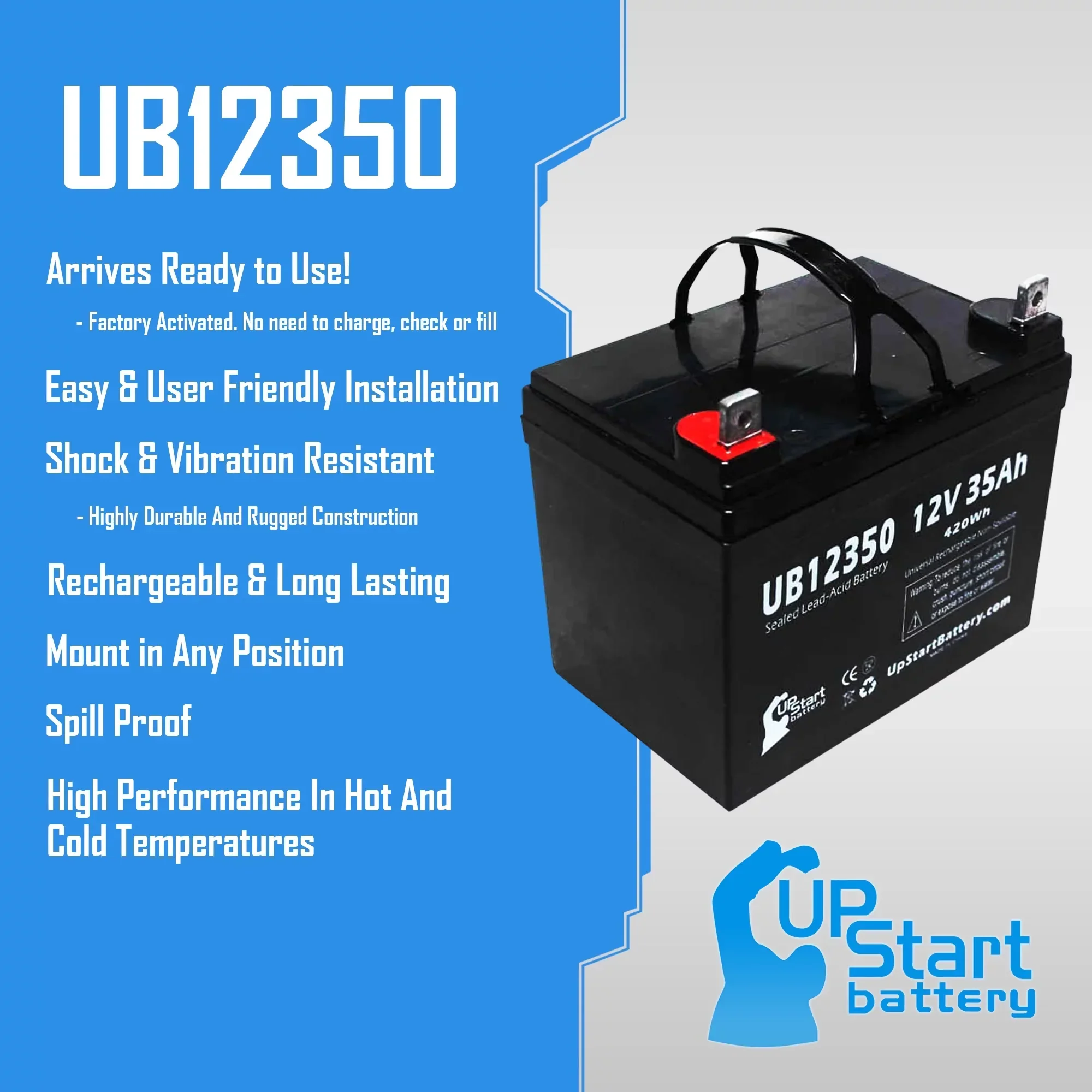 UpStart Battery Sealed Lead Acid Replacement Battery for Imc Heartway Escape H – UB12350, 12V 35Ah 35000mAh L1 Terminal, 5 Pack