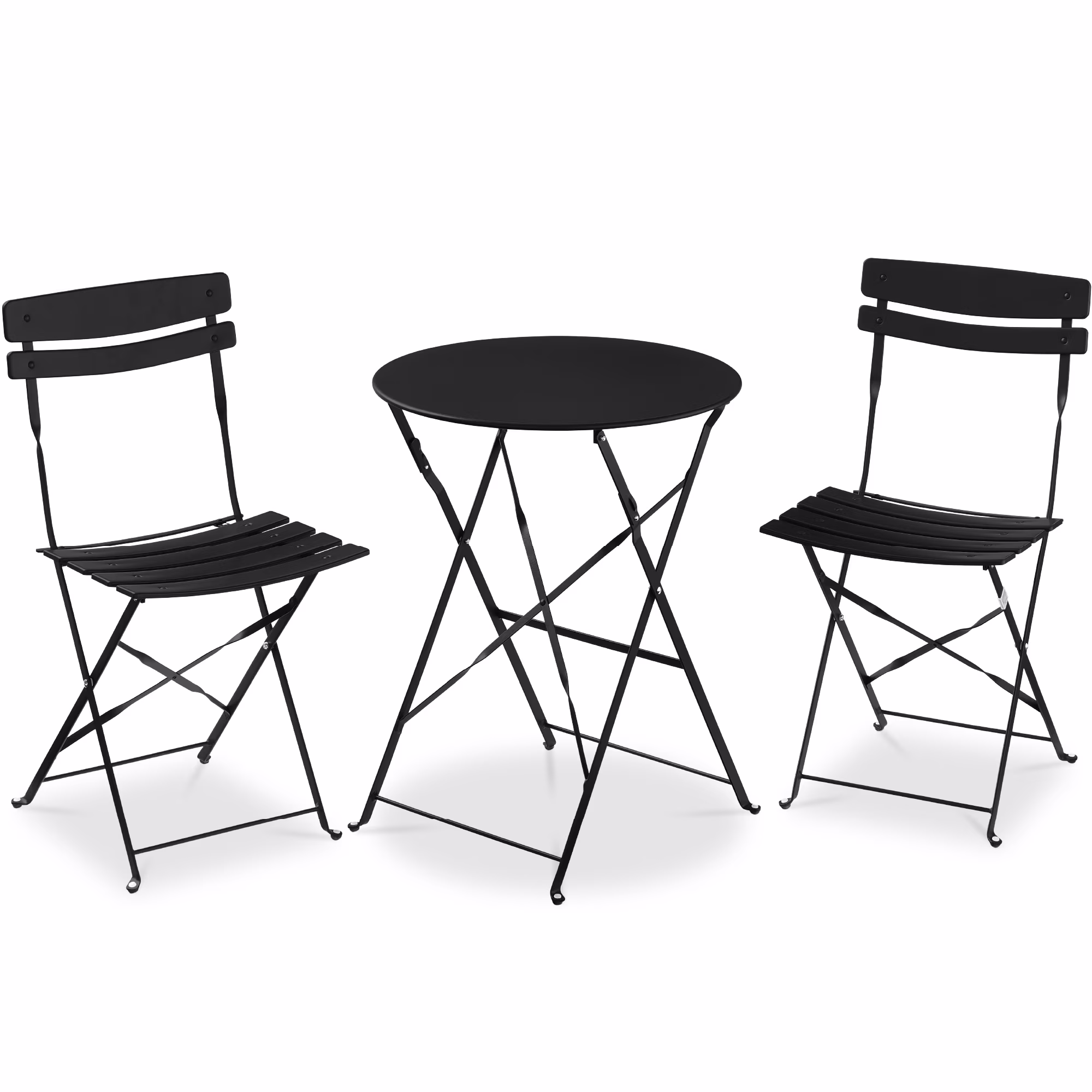 Best Choice Products 3-Piece Small Bistro Set, Folding Patio Furniture Set of 2 Chairs and Table – Black