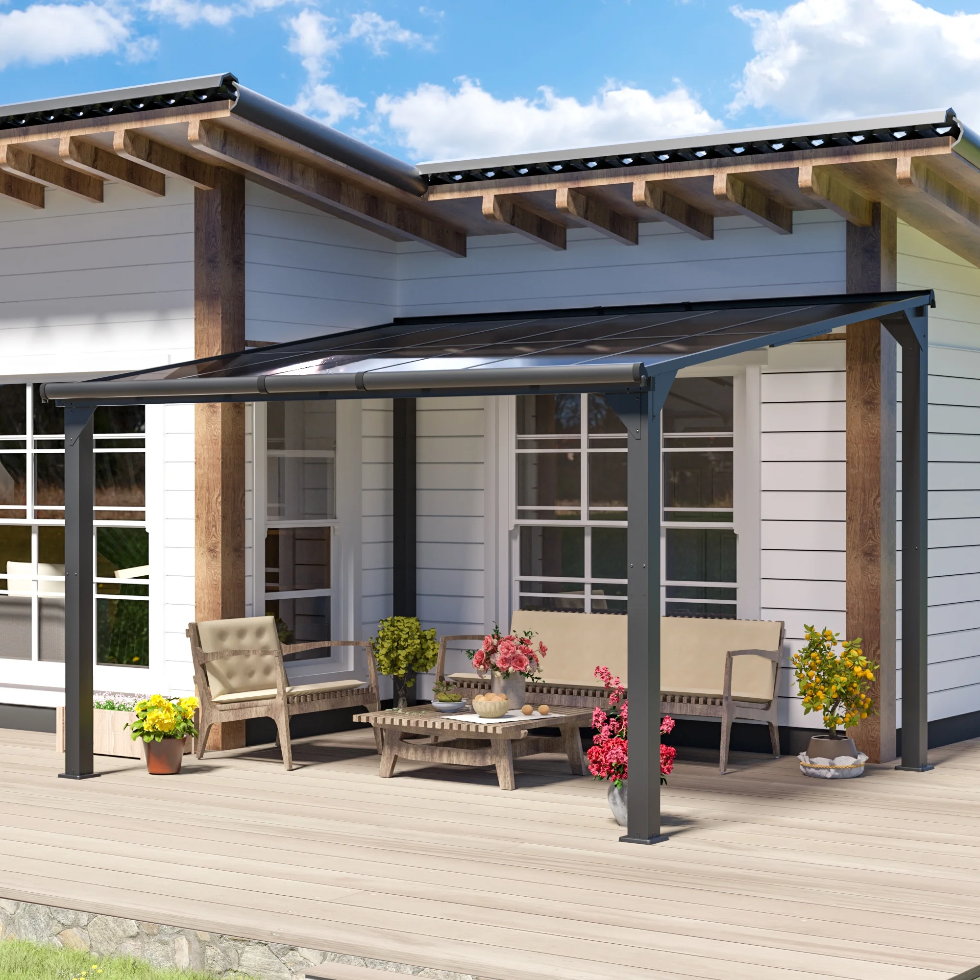 Jaxpety 14 x 10 ft. Hardtop Gazebo Outdoor Awnings for Patio, Backyard, Porch