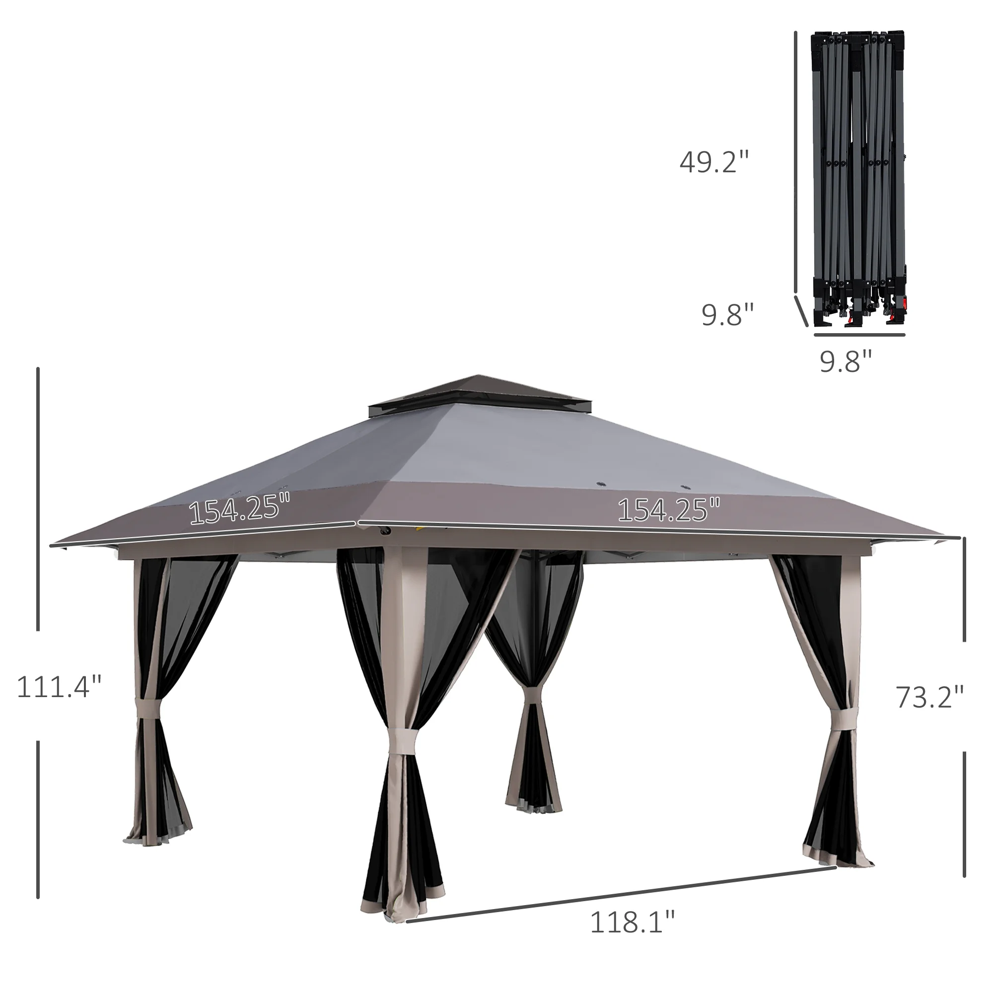 Outsunny 13ft x 13ft Beige Pop Up Outdoor Canopy, UV Resistant