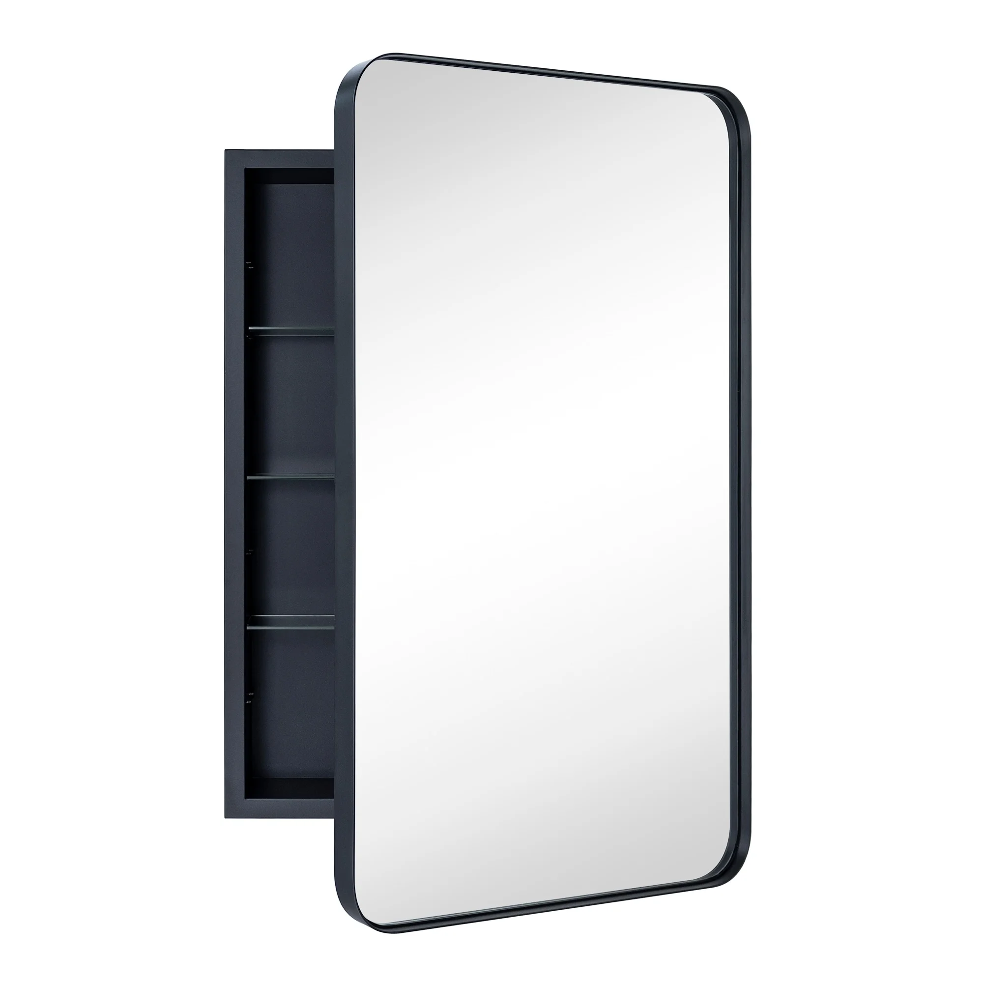 TEHOME WH Recessed Framed Medicine Cabinet with Mirror and Adjustable Shelves 16" x 24" - Chrome