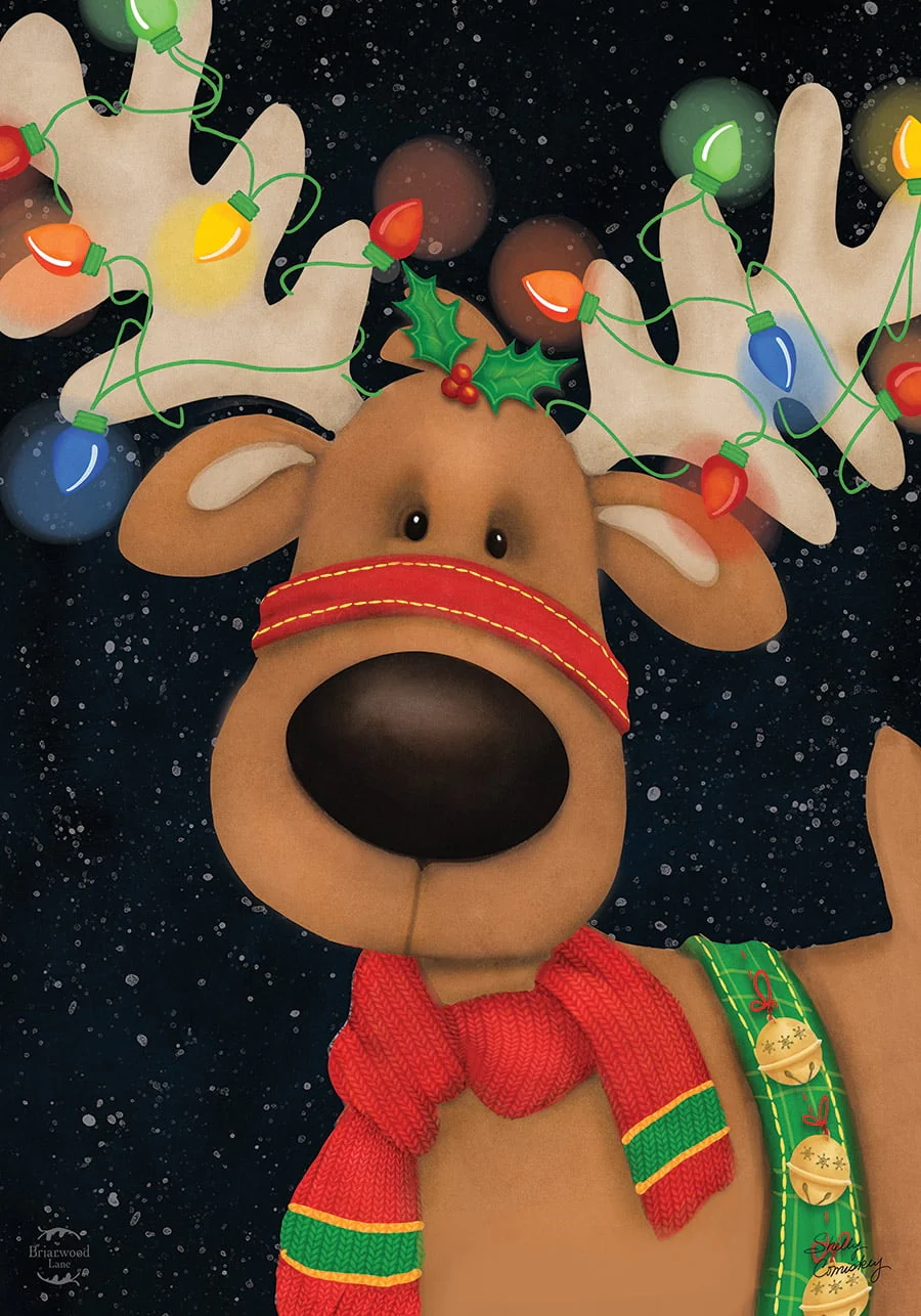 Reindeer in Lights Christmas House Flag Holiday 28″ x 40″ Briarwood Lane