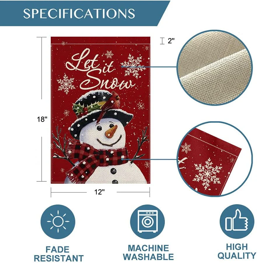 Artoid Mode Let It Snow Winter Snowman Garden Flag 12 x 18