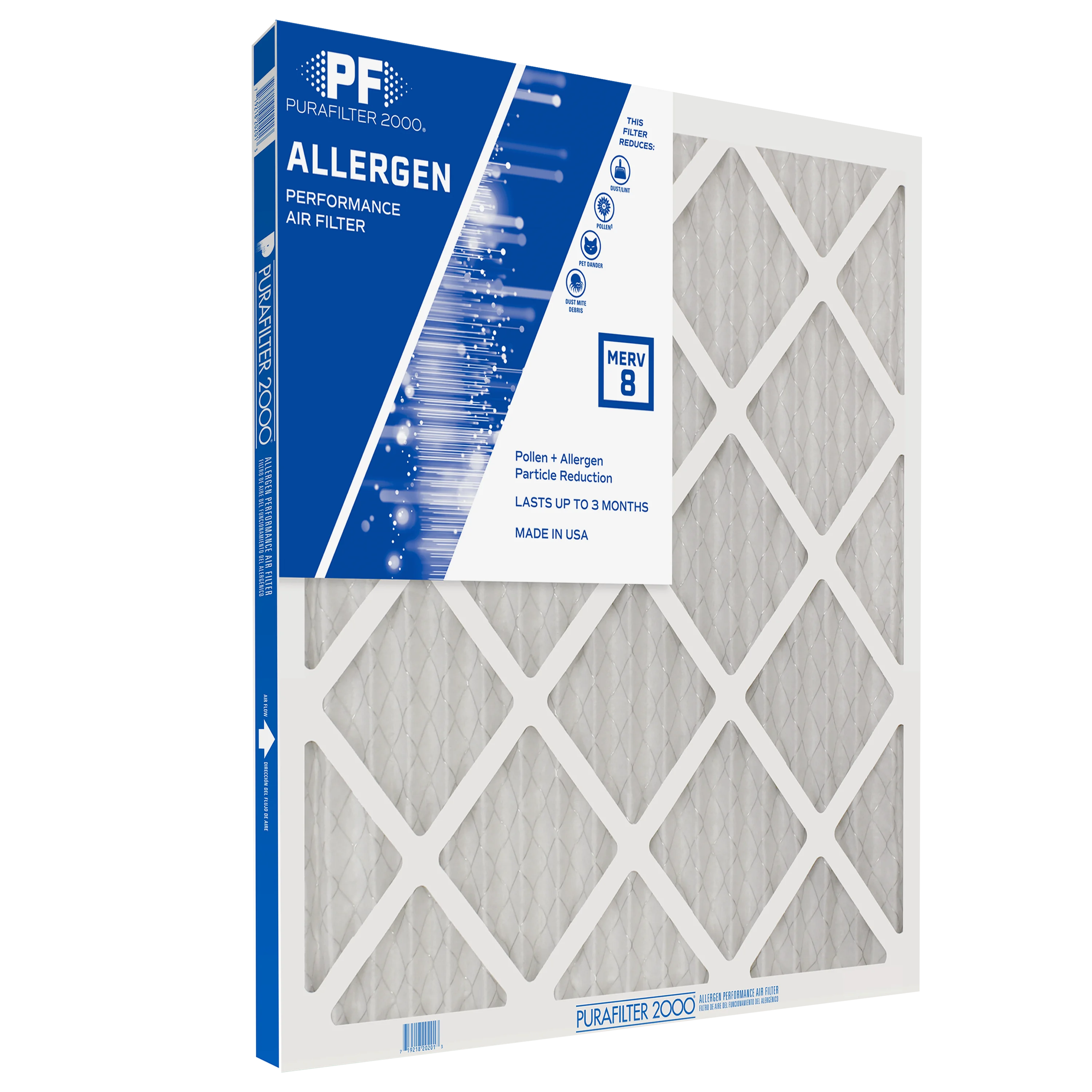 18x24x1 (17.75 x 23.75) PURAFILTER 2000 Allergen 8000 MERV 8 Air Filter