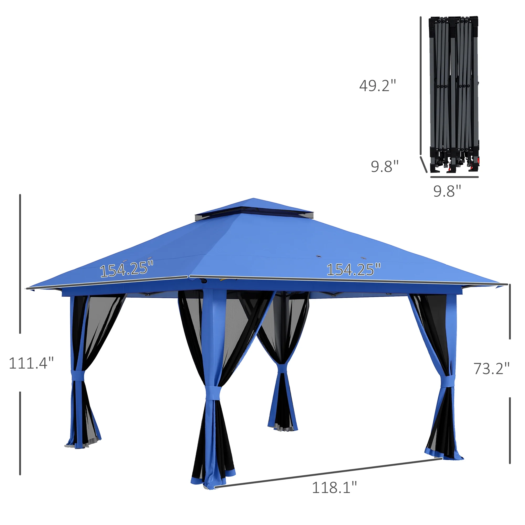 Outsunny 13ft x 13ft Beige Pop Up Outdoor Canopy, UV Resistant