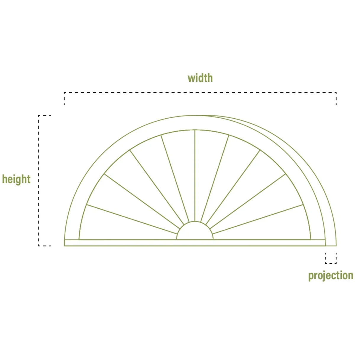 Ekena Millwork 52"W x 19-7/8"H x 2-3/4"P (Pitch 6/12) Peaked Cap Sunburst Architectural Grade PVC Combination Pediment