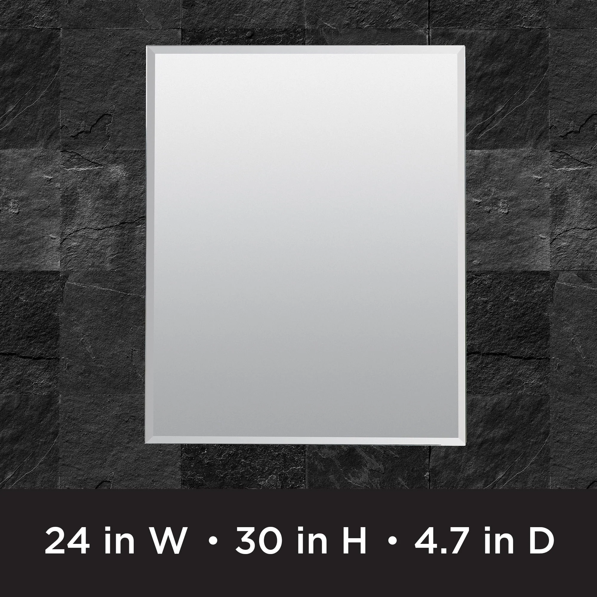 Designer Series by Zenith Aluminum Beveled Mirror Medicine Cabinet, 24 x 30 in., Frameless