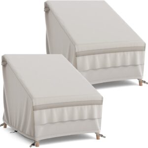 600D Patio Adirondack Chair Cover 2 Pack, 40" x 35" x 33" Waterproof Outdoor Furniture Cover, Heavy-Duty Patio Lounge Chair Slipcovers with PVC Coating, UV Protection