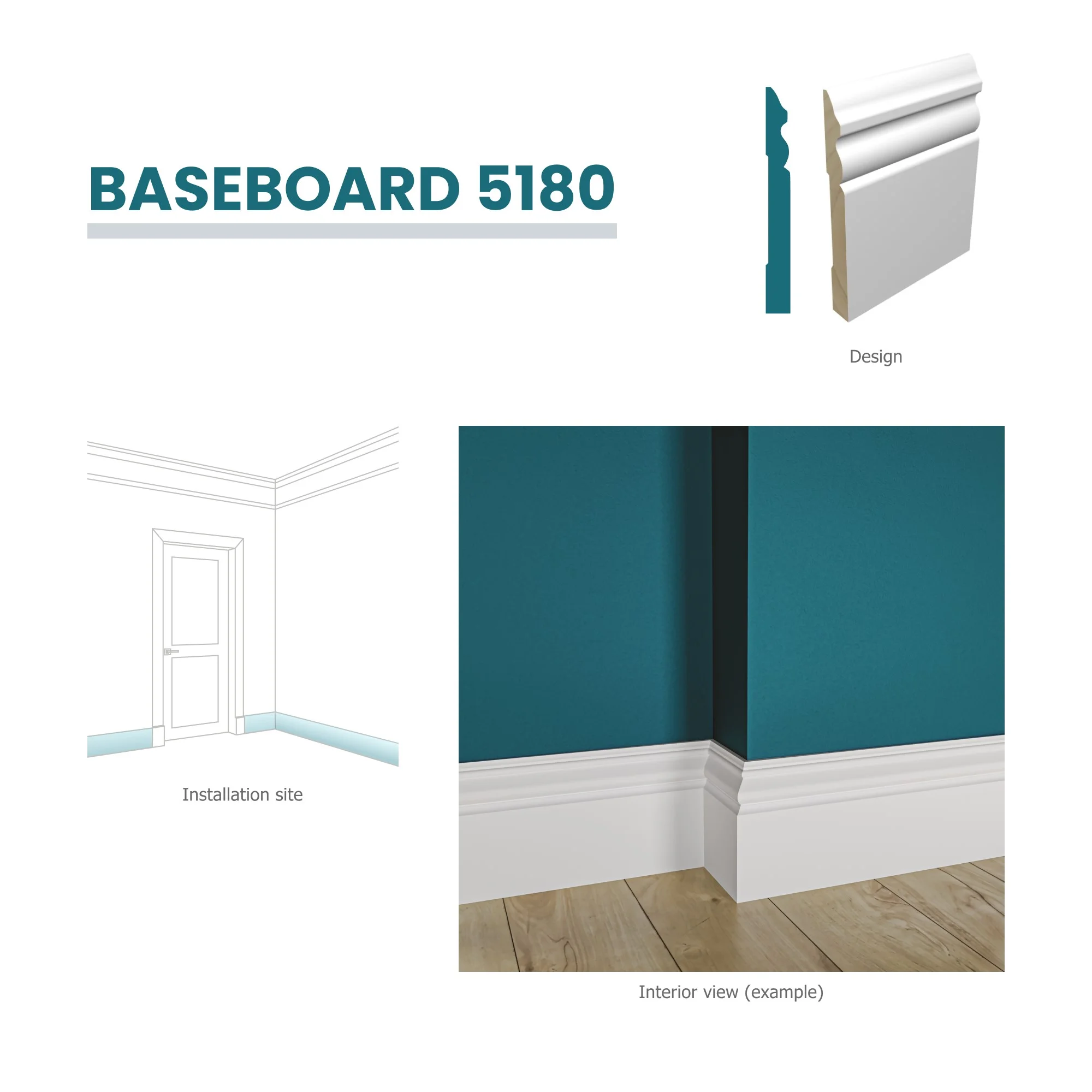 RMB 518 9/16 in.D x 5 1/4 in. W x 96 in. L Primed Finger-Joined Pine Baseboard Molding 20-pcs 160 Ft Total