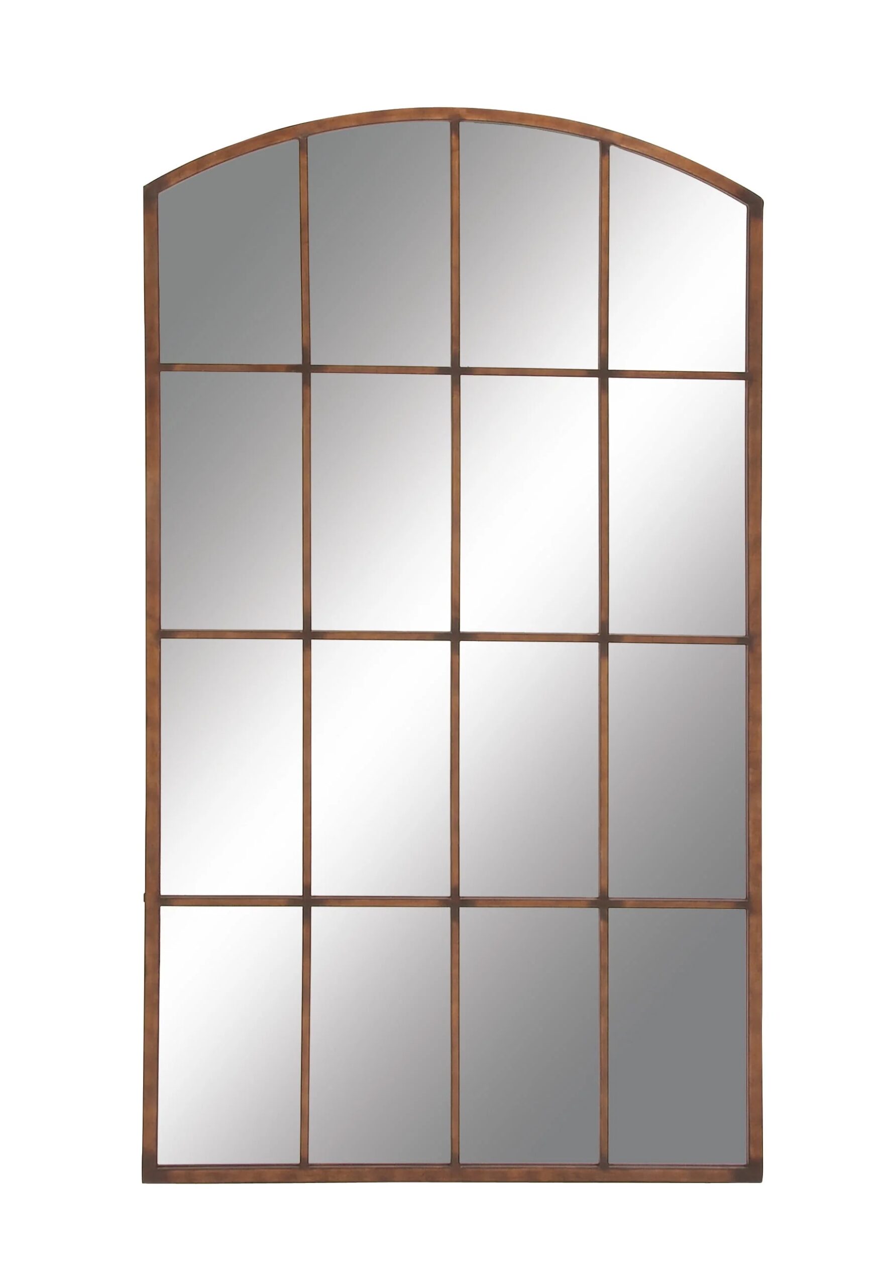 DecMode 39" x 71" Copper Window Pane Inspired Wall Mirror with Arched Top