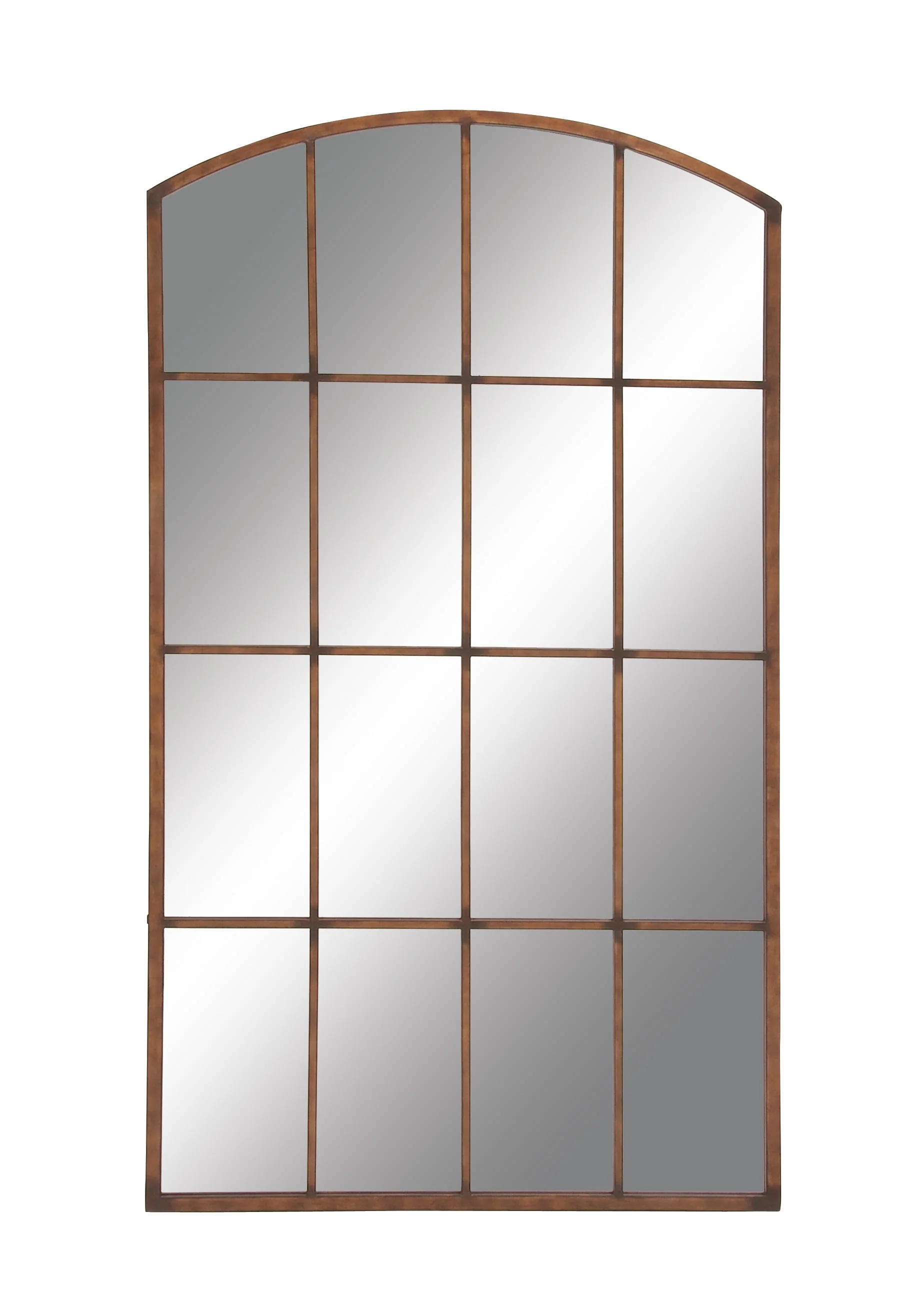 DecMode 39″ x 71″ Copper Window Pane Inspired Wall Mirror with Arched Top