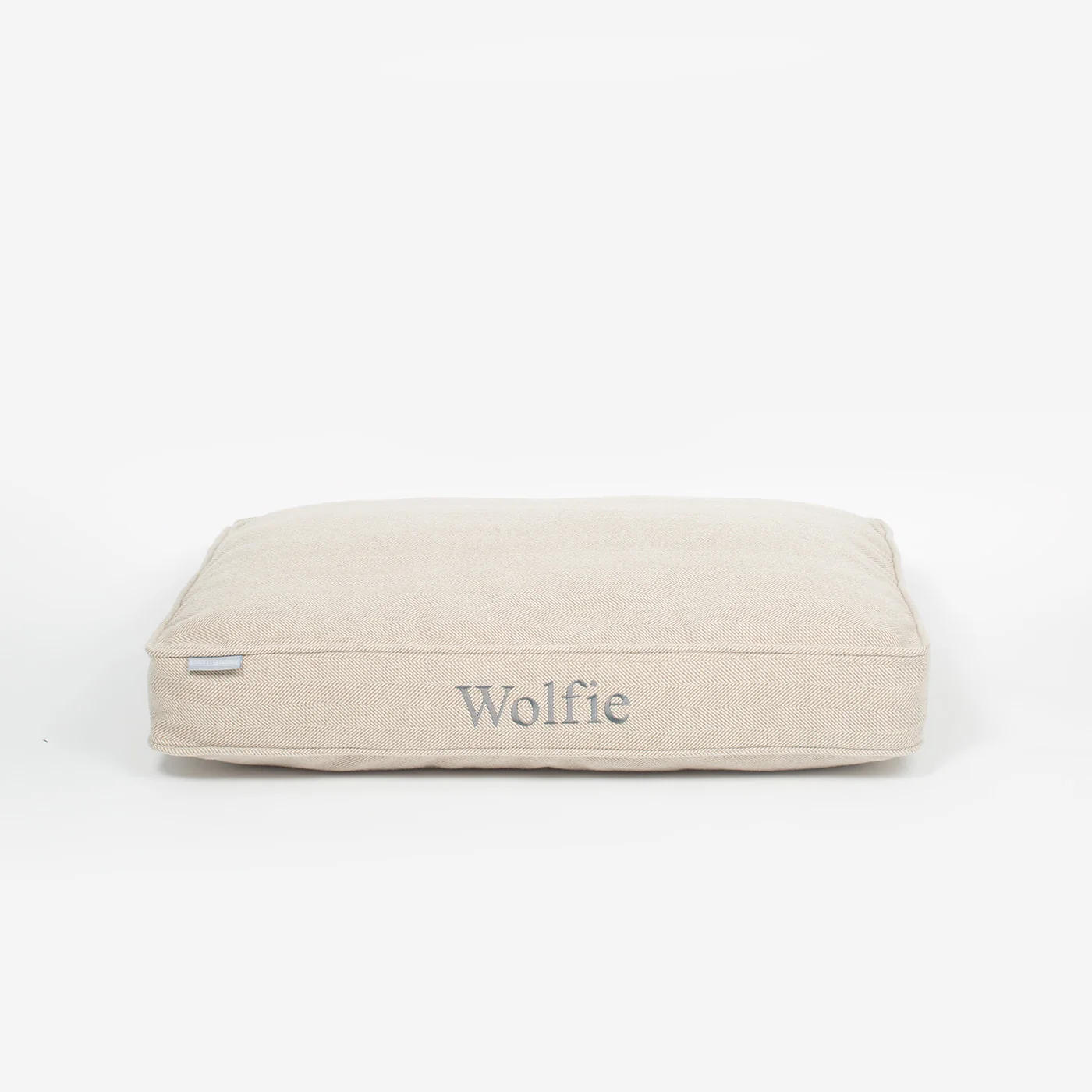Dog Cushion in Natural Herringbone Tweed