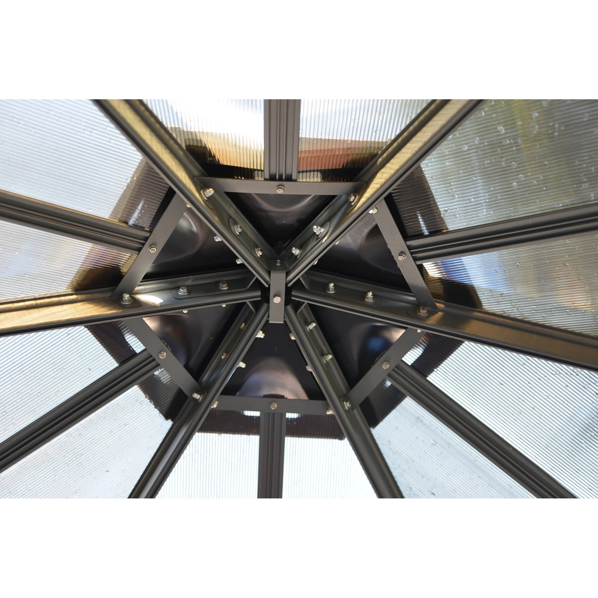 Palram - Canopia Monaco 15' x 13' Polycarbonate/Aluminum Hexagon Gazebo - Gray/Bronze