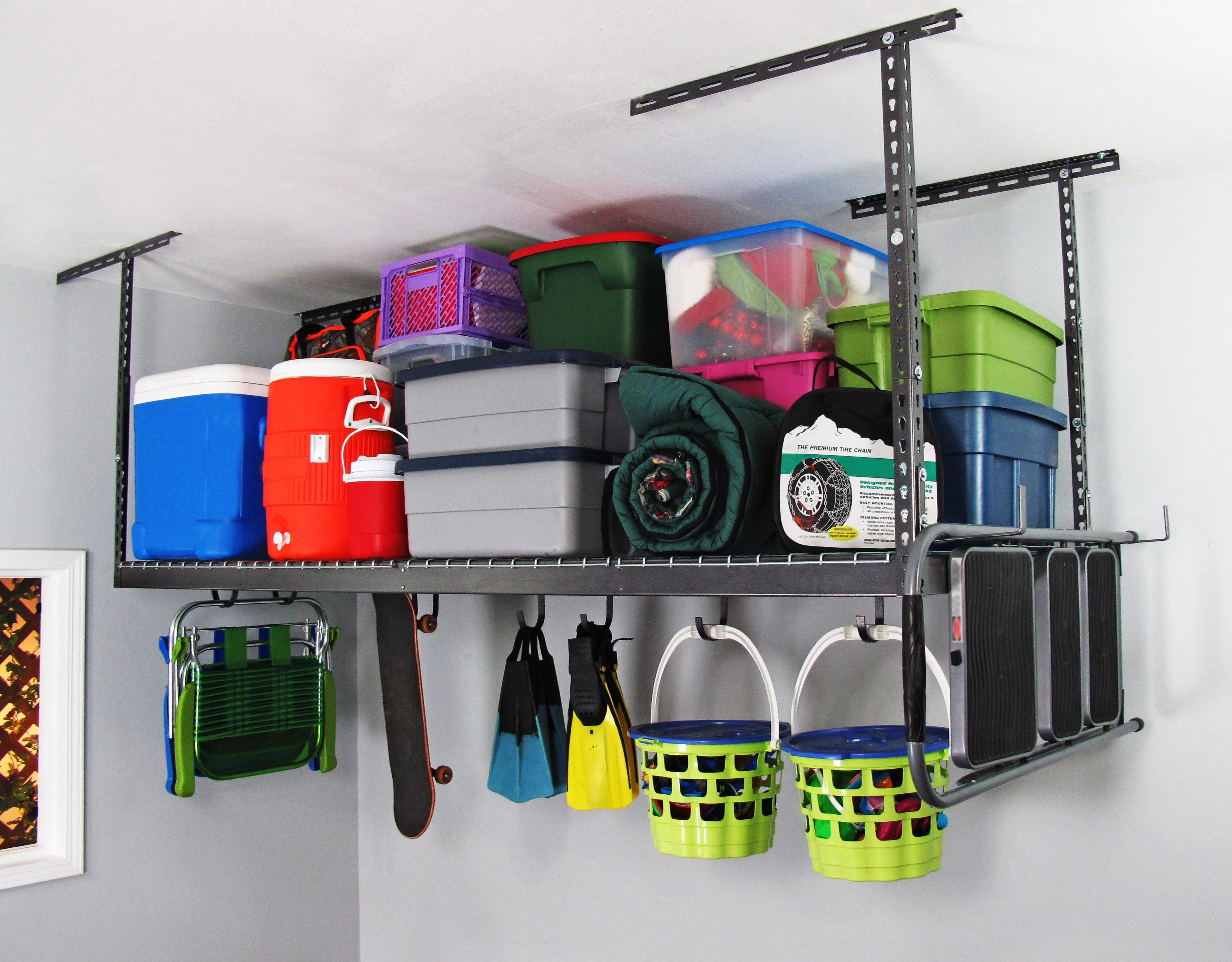 MonsterRax 3' x 8' Overhead Garage Storage Rack Holds 450 Pounds, White
