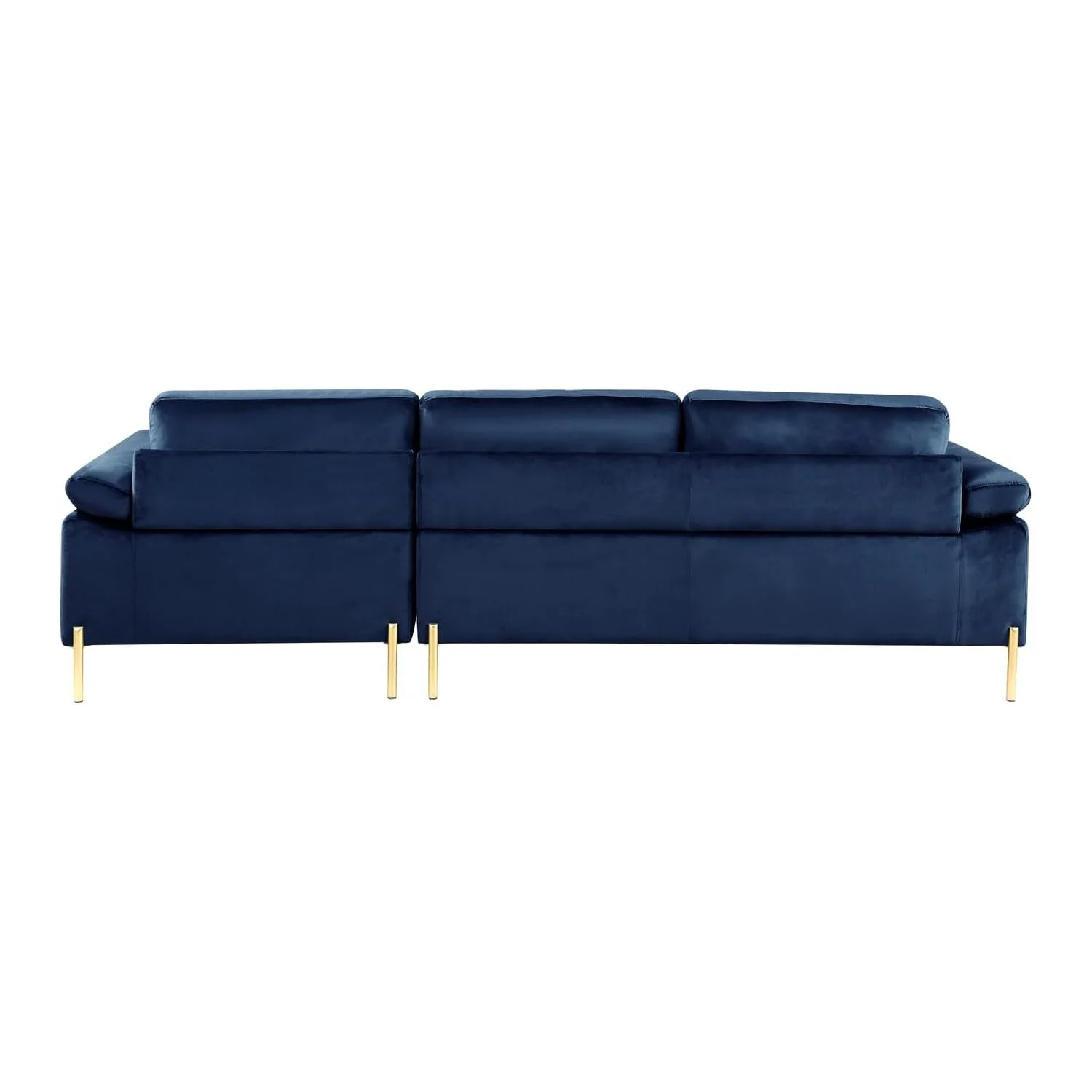 HomeStock Luxe Modern Velvet L-Shape Sectional Sofa with Square Padded Armrests, Solid Pattern Upholstery - 51.6"D x 101.2"W x 33.1"H, Comfortable and Stylish Seating for Living Room-Color:Gray/Gold