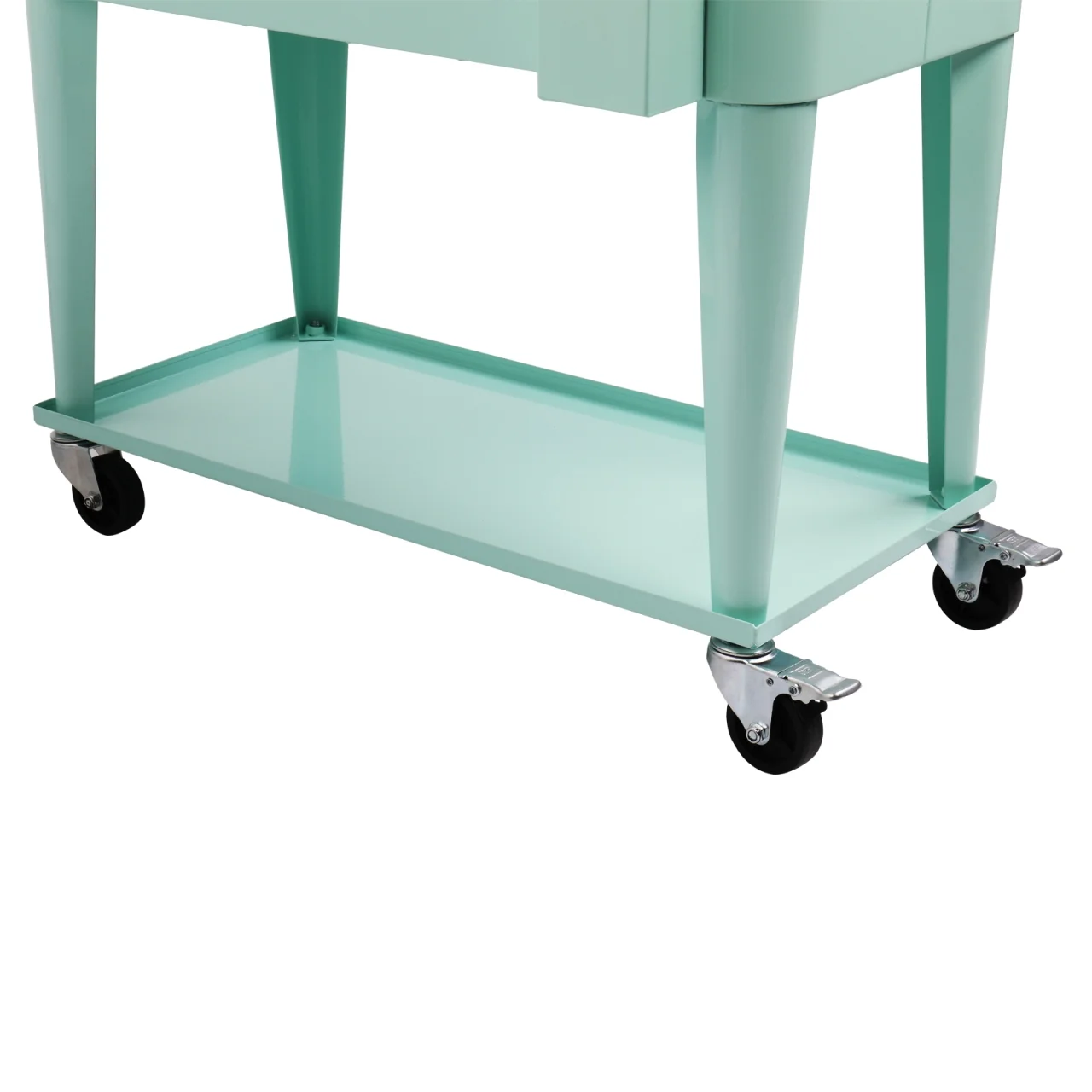 80Qt All-In-One Cooler Cart With Bottle Opener, Lower Storage Shelf and Cap Catcher, Outdoor Party Rolling Cooler With Lockable Wheels For Pool Side, Patio, Balcony, Mint(33.07 x 15.16 x 35.83)"