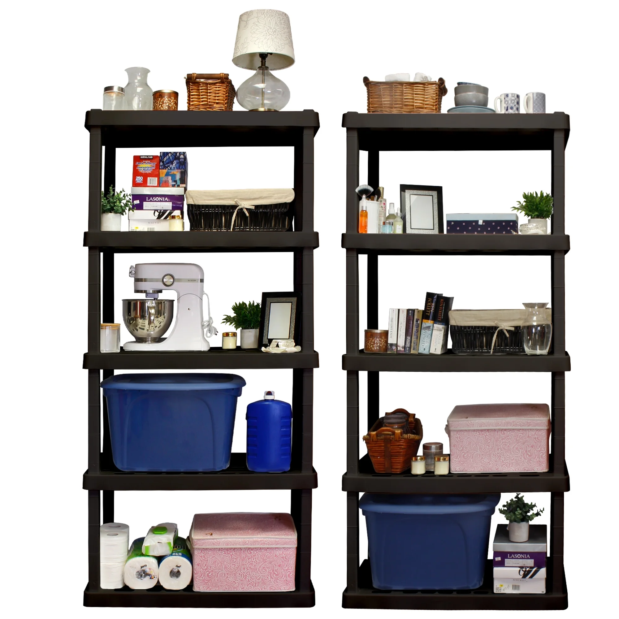 Hyper Tough Garage Shelving Unit Heavy Duty 5-Tier 75″H x 30″W x 14″D 2-Pack, Black 450 lbs Total Capacity