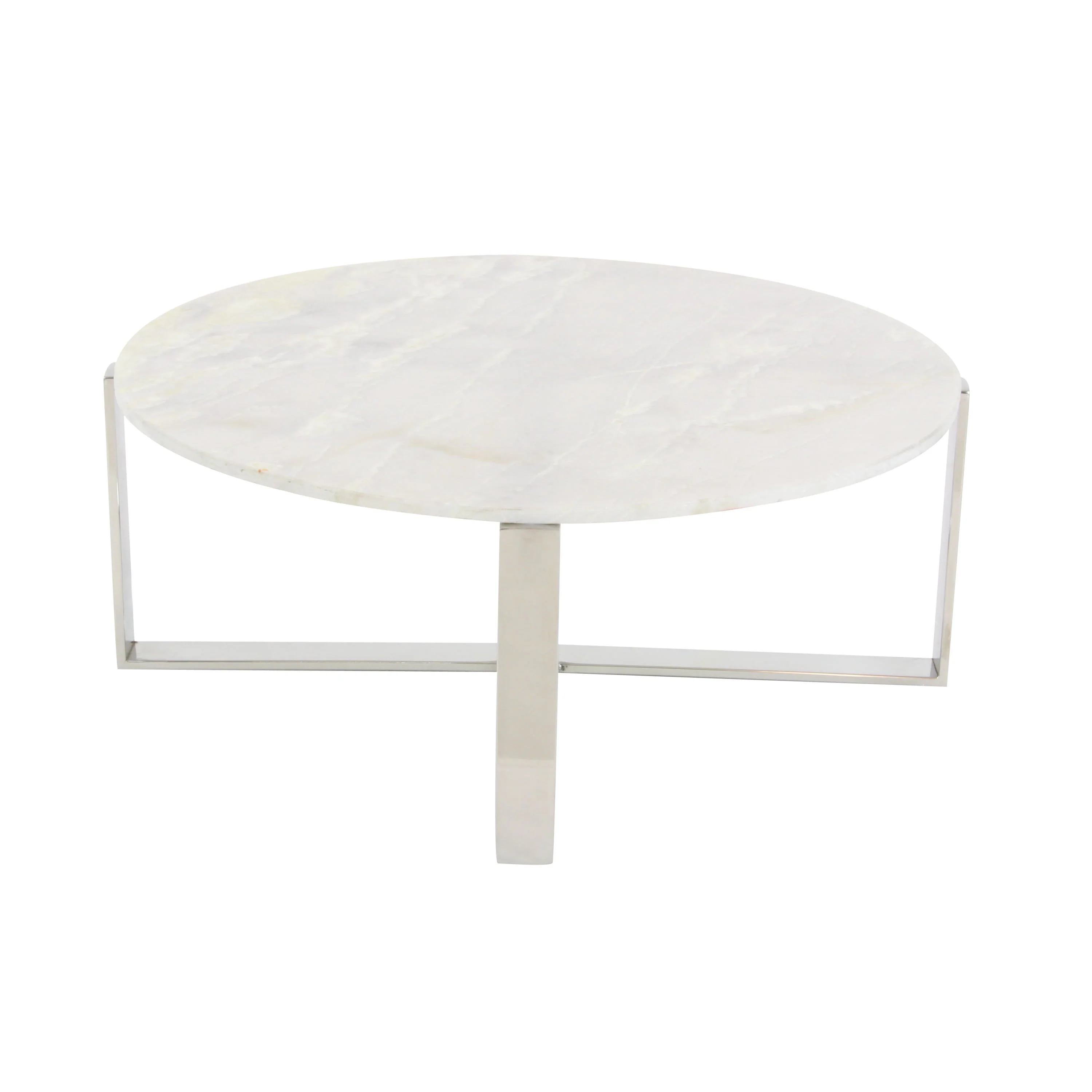 DecMode 31" x 18" White Ceramic Coffee Table with Marble Top, 1-Piece