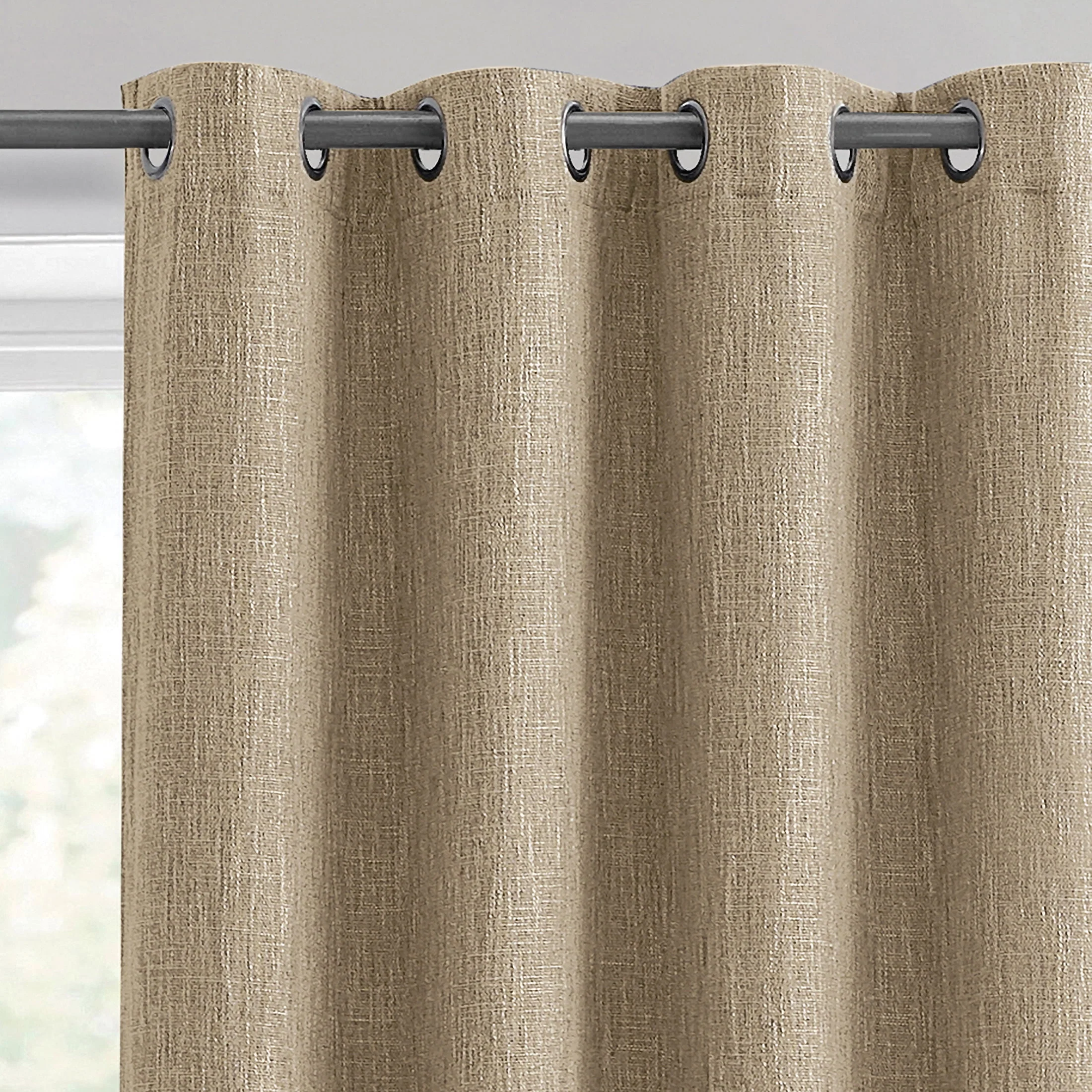 Tan Textured Woven Blackout Curtain Panel, Better Homes & Gardens, 50″ x 63″