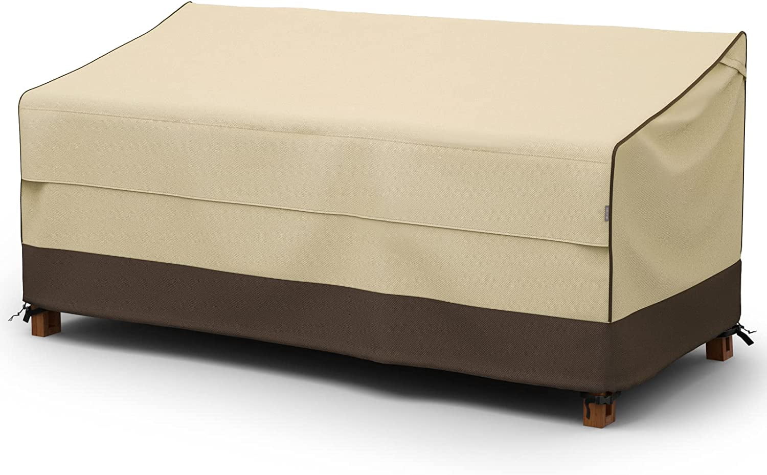 Waterproof Outdoor Couch Cover, 600D Heavy Duty 3-Seater Patio Sofa Cover, 80-Inch Patio Furniture Covers with Large Air Vent (80″ x 38″ x 35″, Brown & Khaki)
