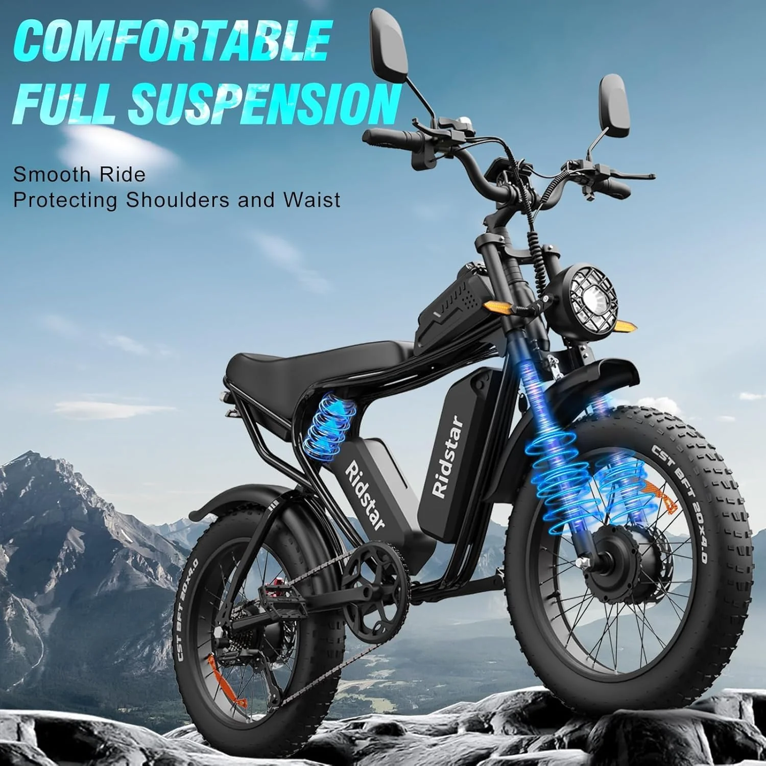 All-Terrain Fat Tire Electric Bike For Adults, 2000W 52V, 30-180 Mile Range – Q20