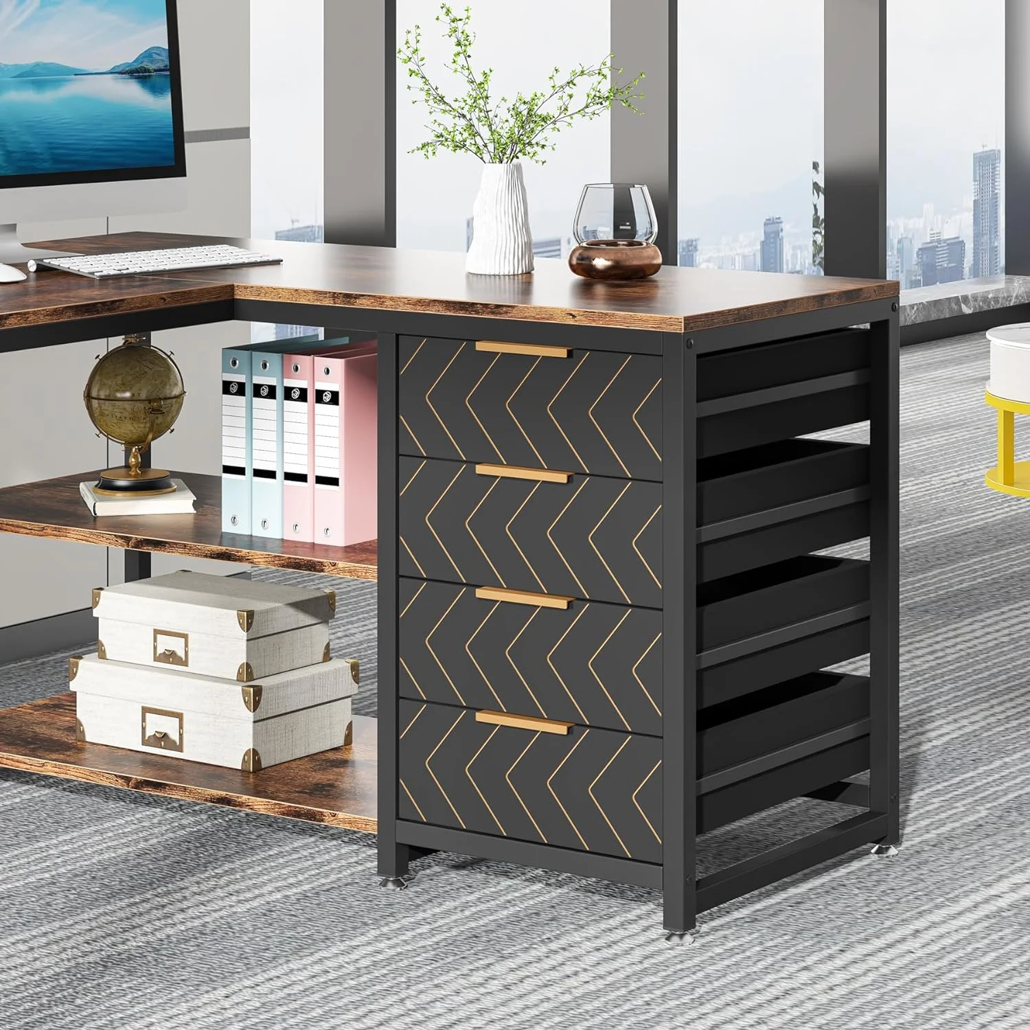 Tribesigns 59" L-Shaped Office Desk, Modern Reversible Computer Study Desk for Home Office, White