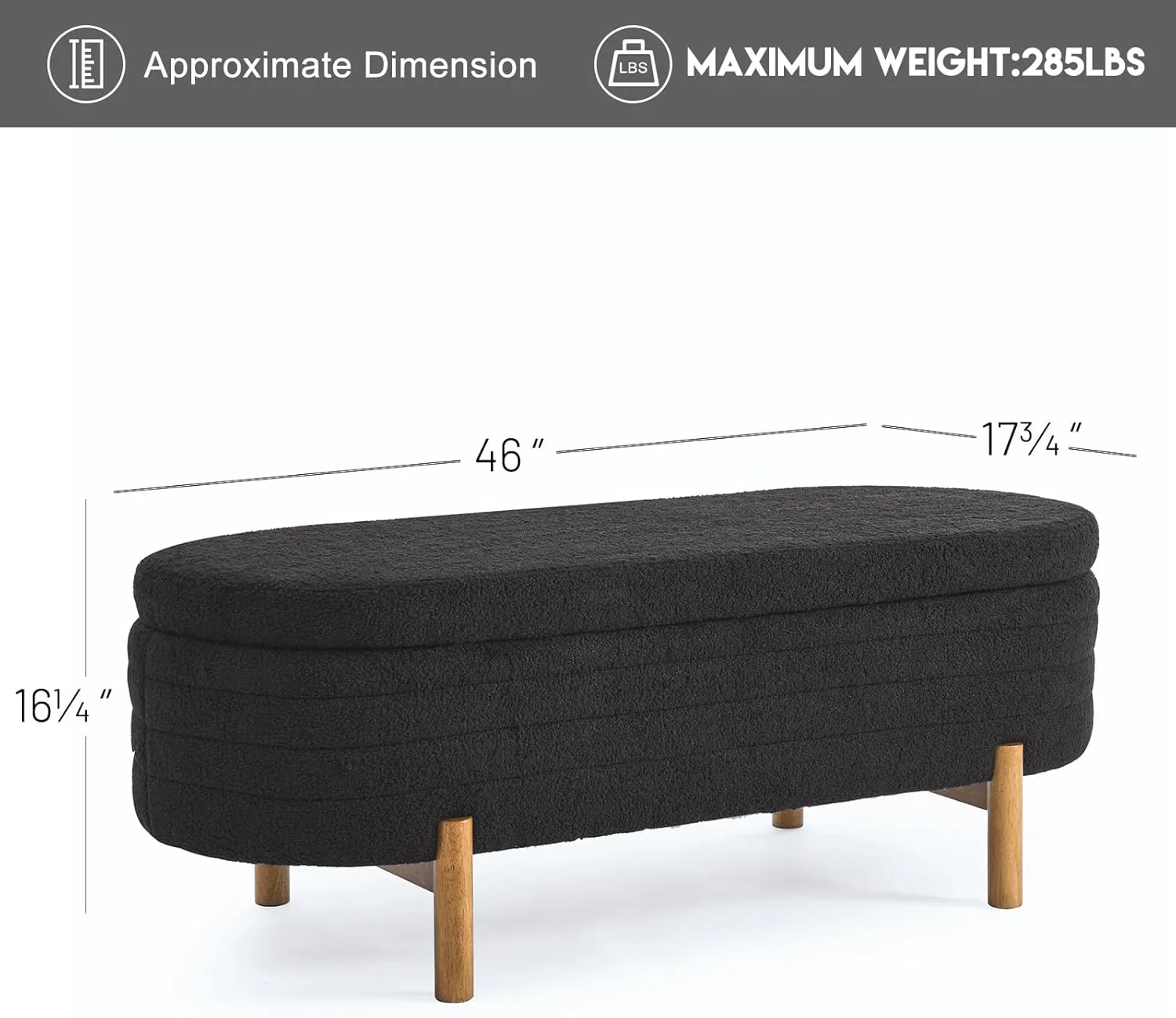 Furniliving Modern Storage Ottoman Bench, Sherpa Ottoman End of Bed Bench with Solid Wood Legs Upholstered Ottoman Benches with Storage Indoor Bench for Living Room with Rolled Arm, Entryway, White