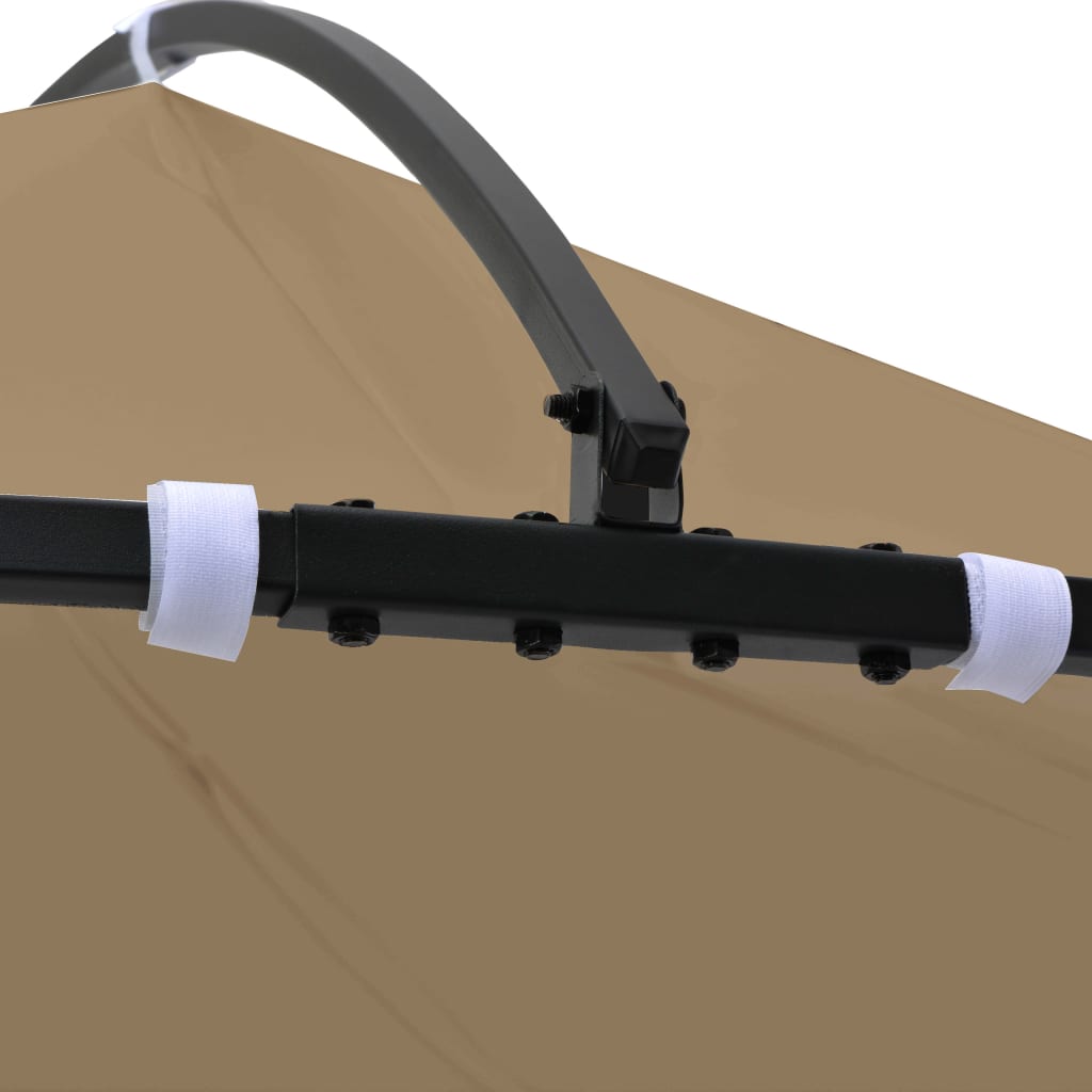 vidaXL Outdoor 9.8 x 9.5 Round Canopy Pavilion, UV & Water-Resistant, White & Black