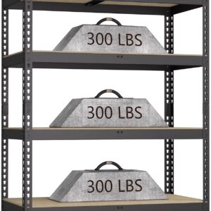 36" W x 16" D x 55" H Adjustable Garage Storage Shelves - 4-Shelf Heavy Duty Shelving Unit, Metal Utility Storage Organizer Racks for Warehouse Pantry Closet Kitchen, Black
