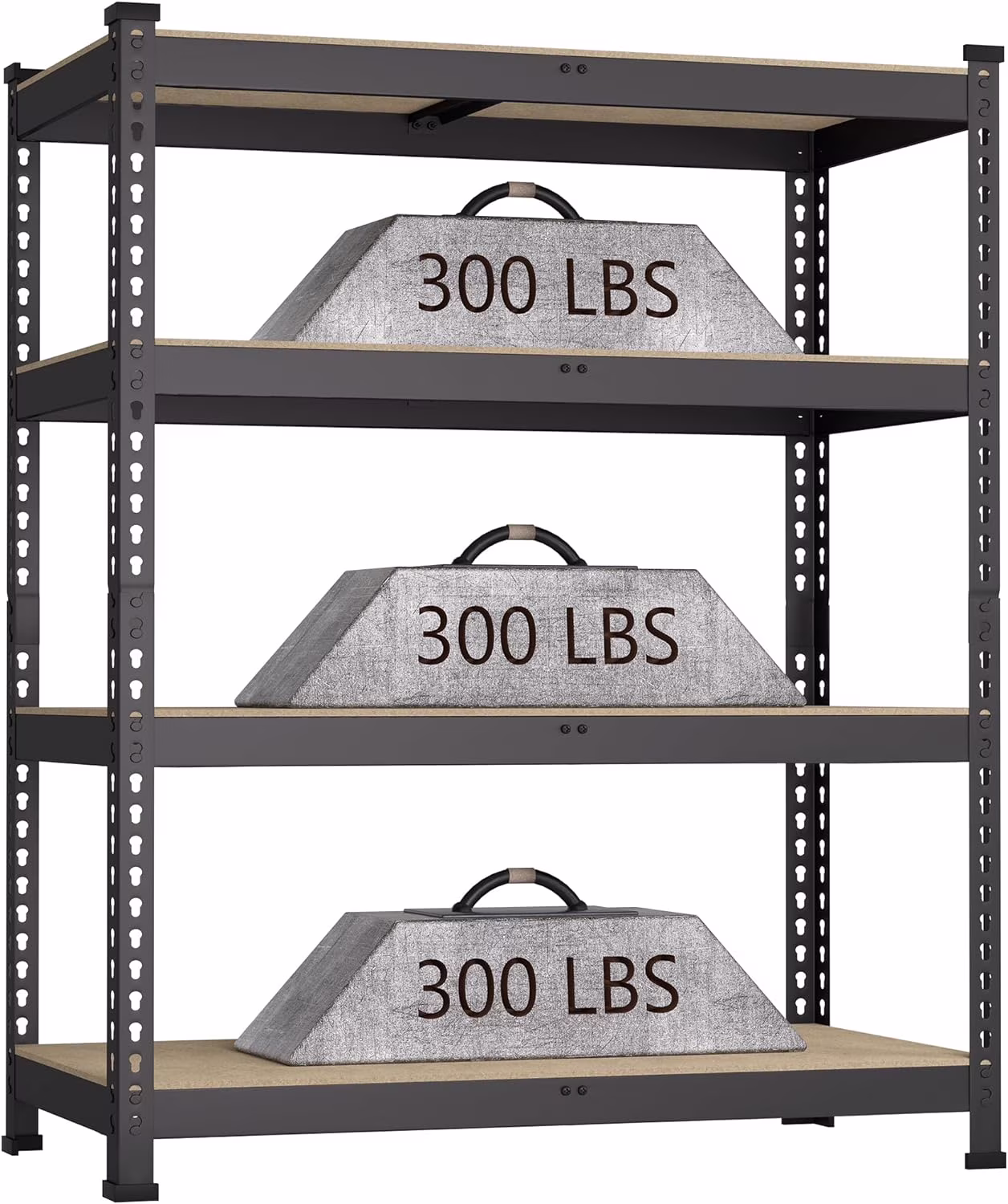36″ W x 16″ D x 55″ H Adjustable Garage Storage Shelves – 4-Shelf Heavy Duty Shelving Unit, Metal Utility Storage Organizer Racks for Warehouse Pantry Closet Kitchen, Black