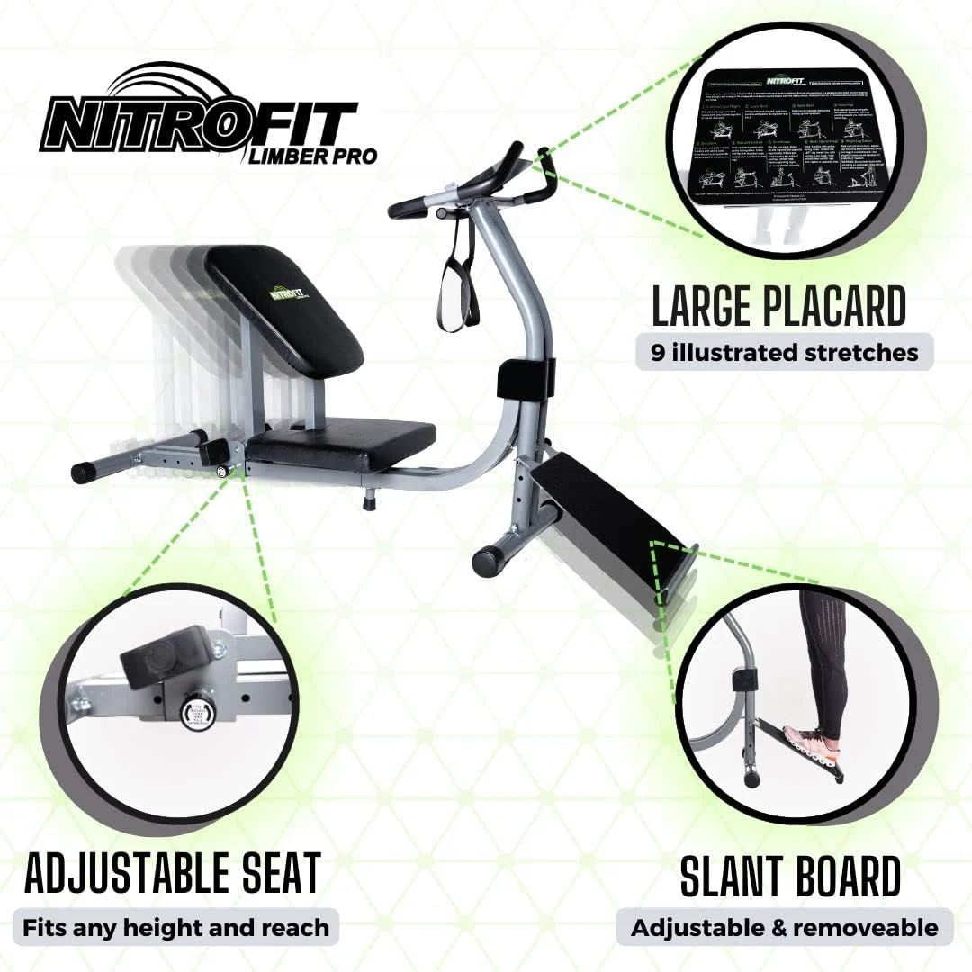 Limber Pro Stretch Machine, Lumbar & Leg Rehab, Adjustable Seat