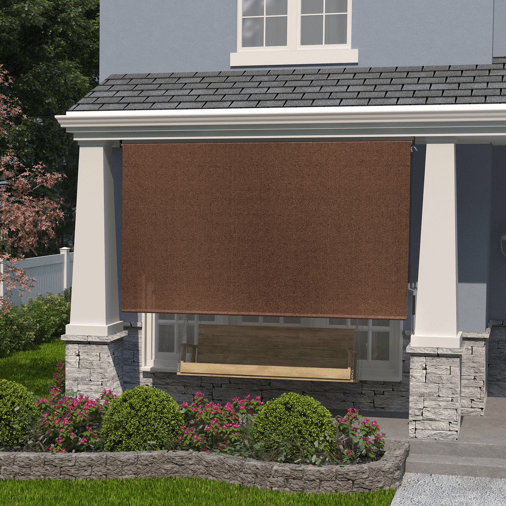 Coolaroo 4′ x 6′ Outdoor UV Blocking Cordless Solar Roller Shade Blind, Mocha