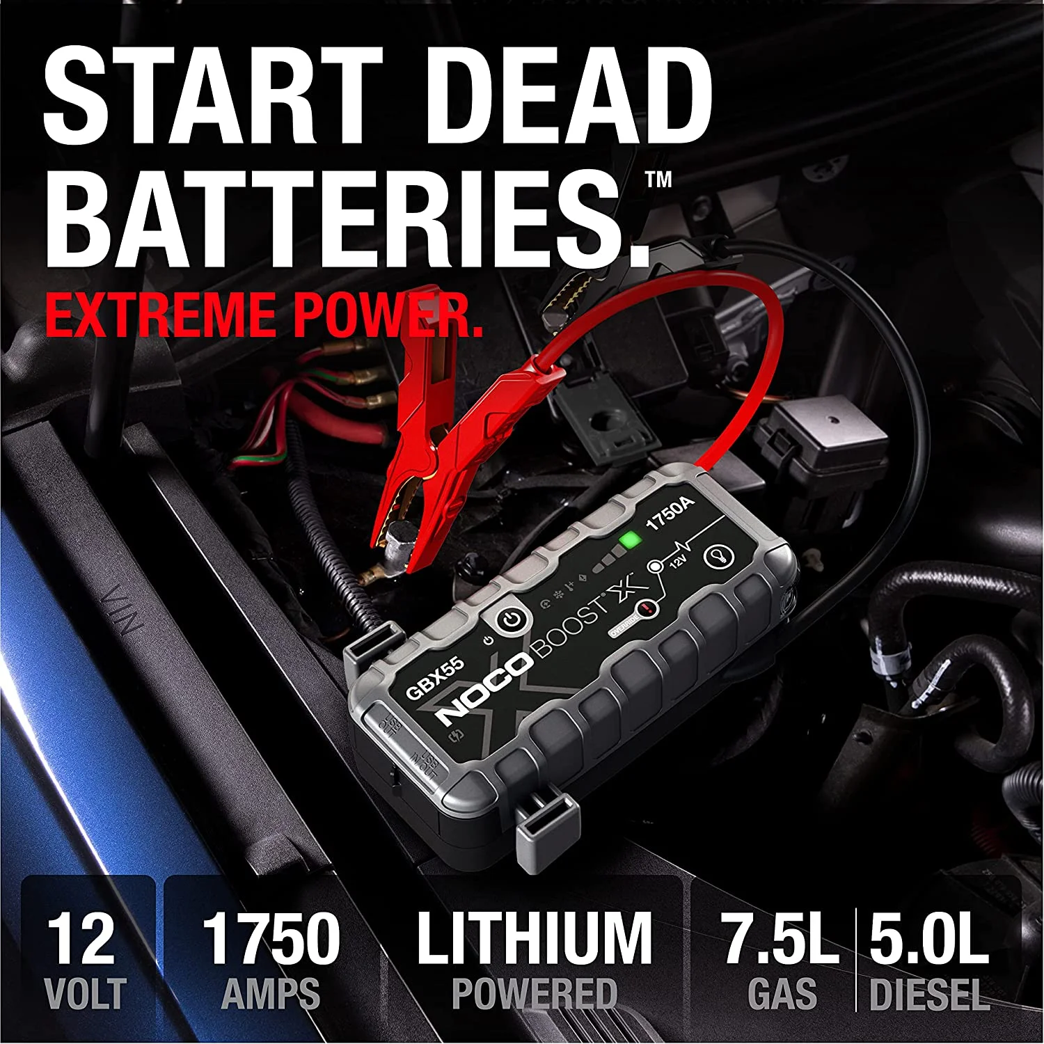 NOCO Boost X GBX55: 1750A 12V UltraSafe Portable Lithium Jump Starter