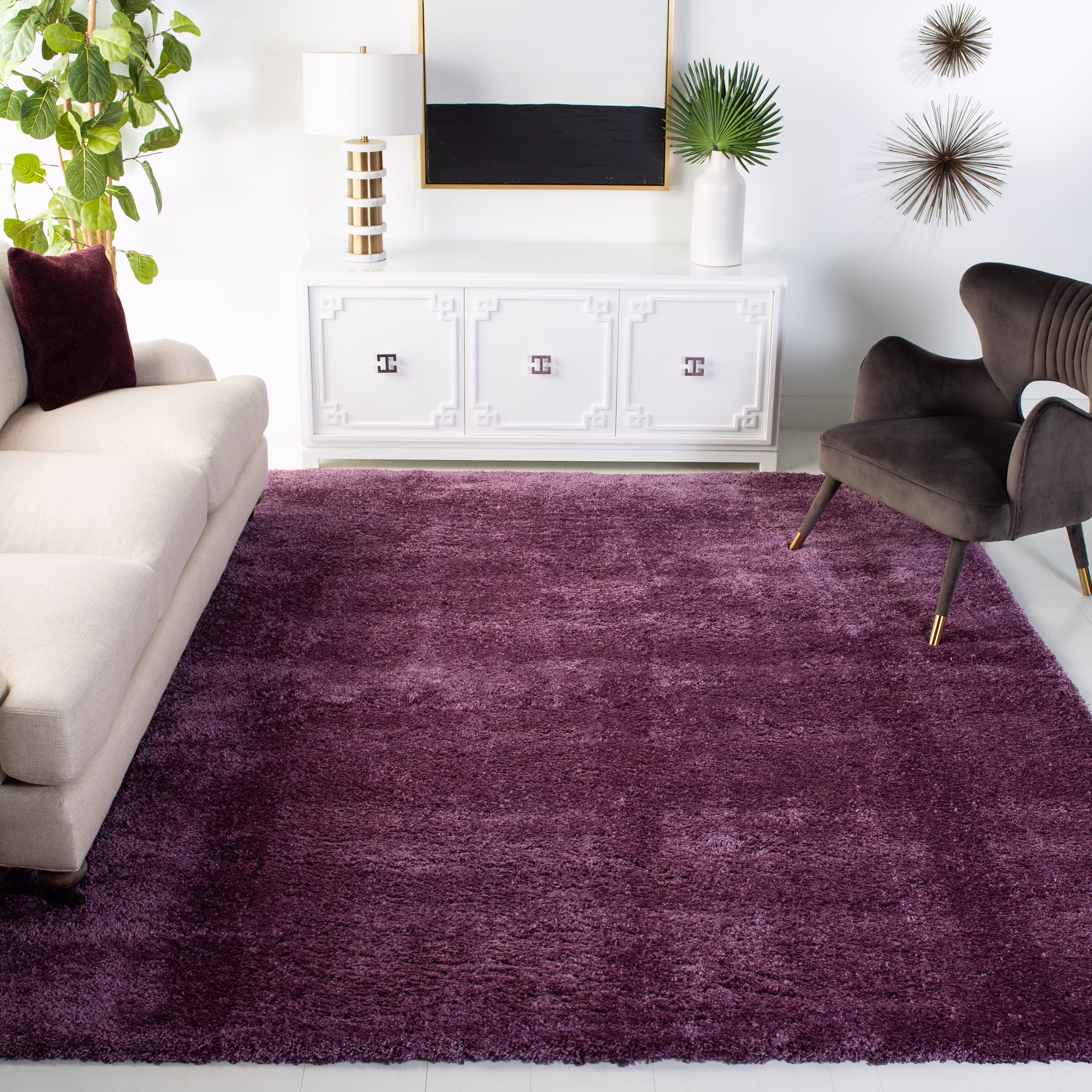 SAFAVIEH Colorado Tarek Solid Shag Runner Rug, Champagne, 2'3" x 8'