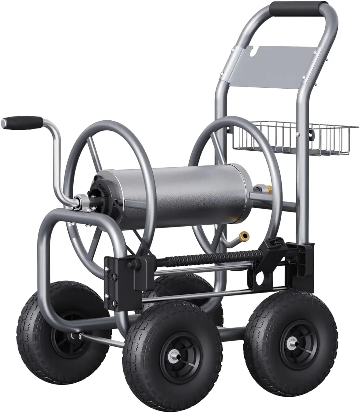 Hose Reel Cart, Hose Cart with Wheels Heavy Duty, Industrial Hose Reels for Outside, 250-Feet of 5/8″ Hose Capacity, Hose Guide Pre-Installed