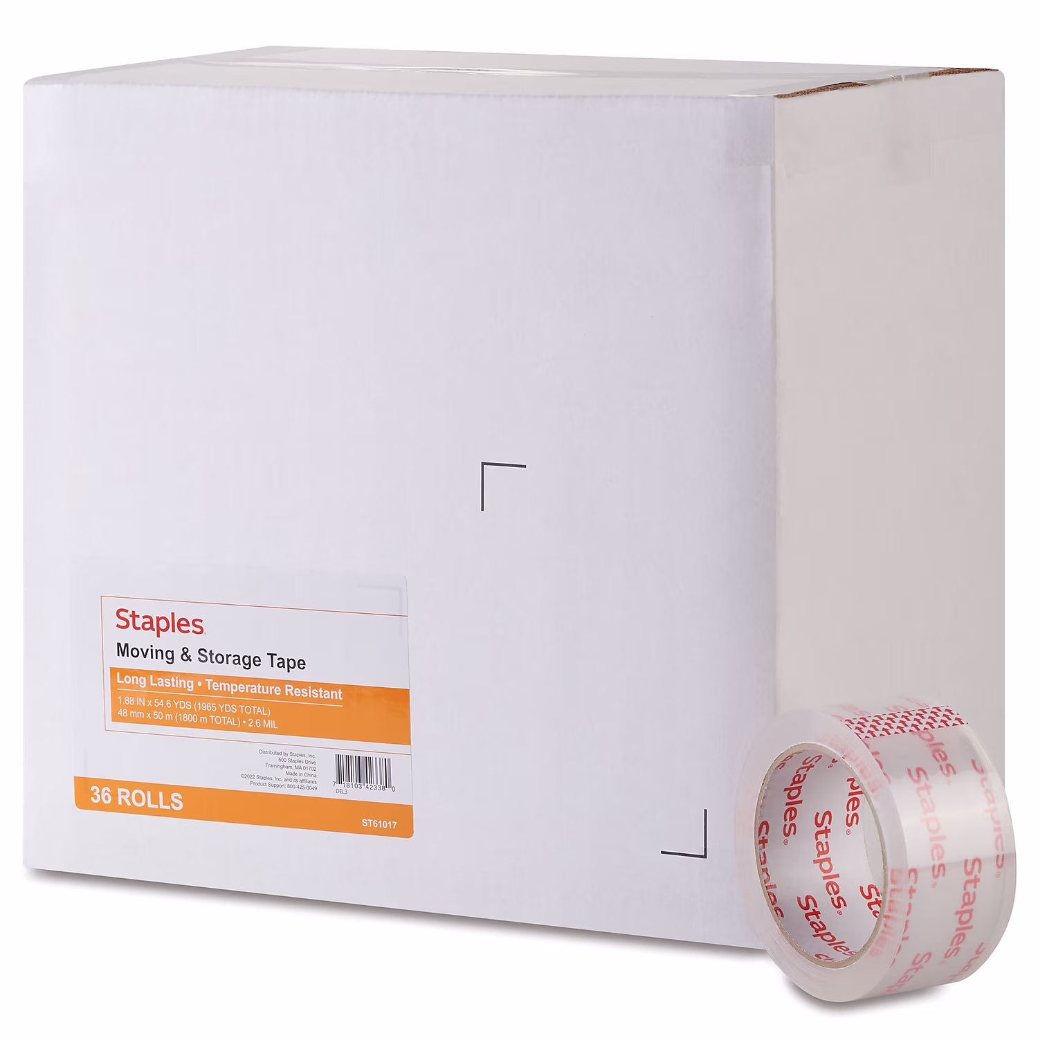 Staples Moving & Storage Packing Tape 1.88″ x 54.6 Yds Clear 36/Rolls 52219