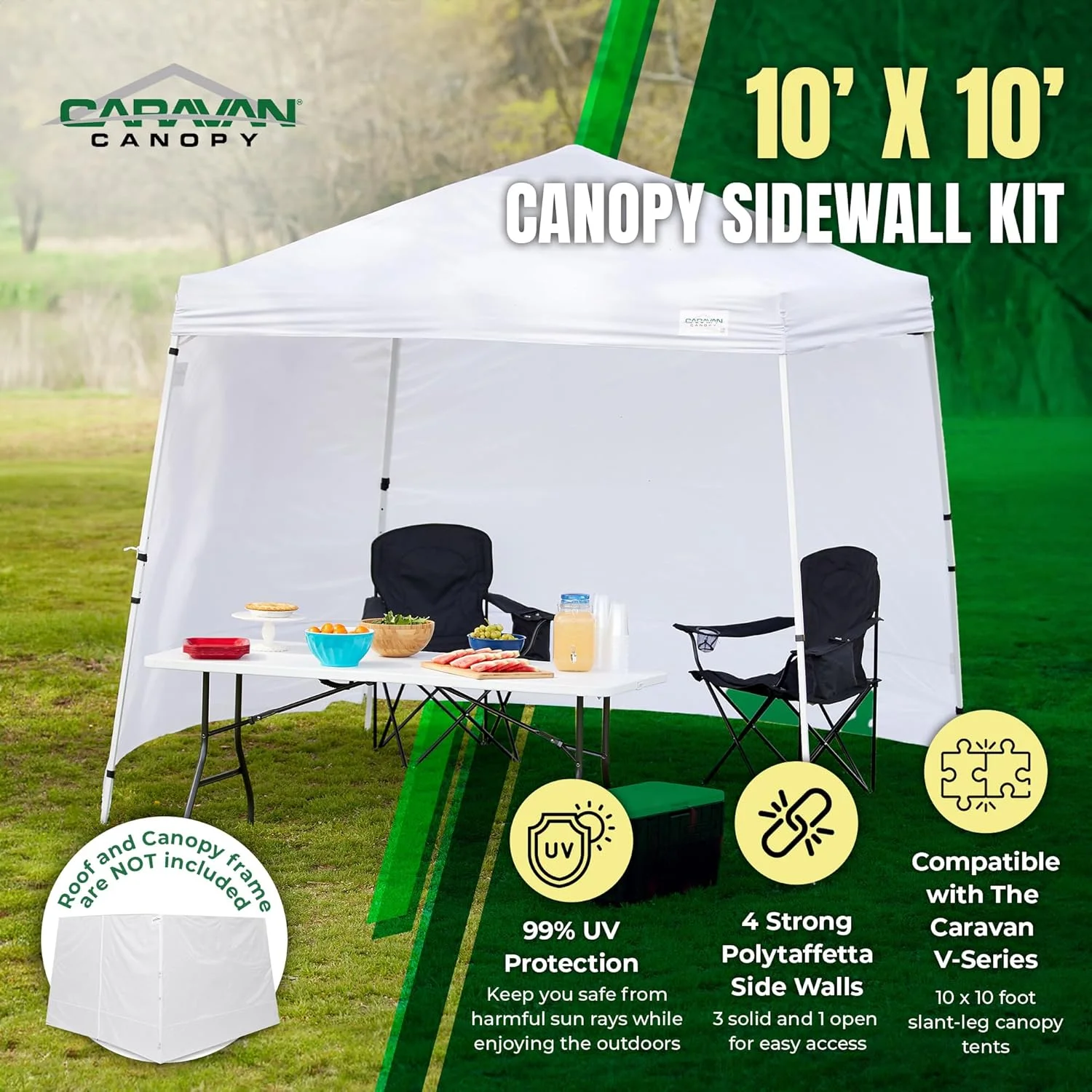 Canopy V-Series 10 x 10 Foot Tent Sidewalls, White (Sidewalls Only)