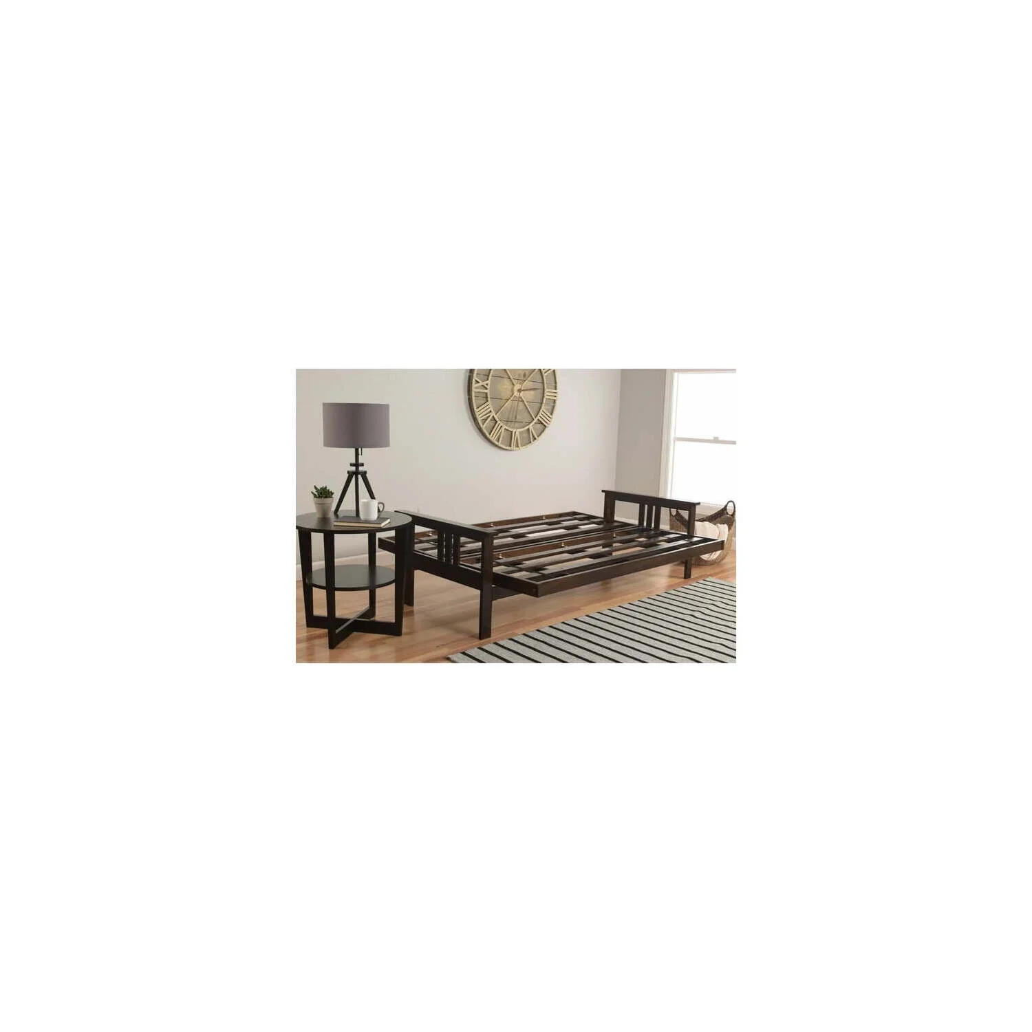 Homestock African Artifacts Full Size Futon Frame Set with Mattress, Easily Converts to Bed, Versatile Design Futon Frame for All Spaces, 33"H x 79"L x 37"D-Color:Linen Charcoal,Size:Barbados