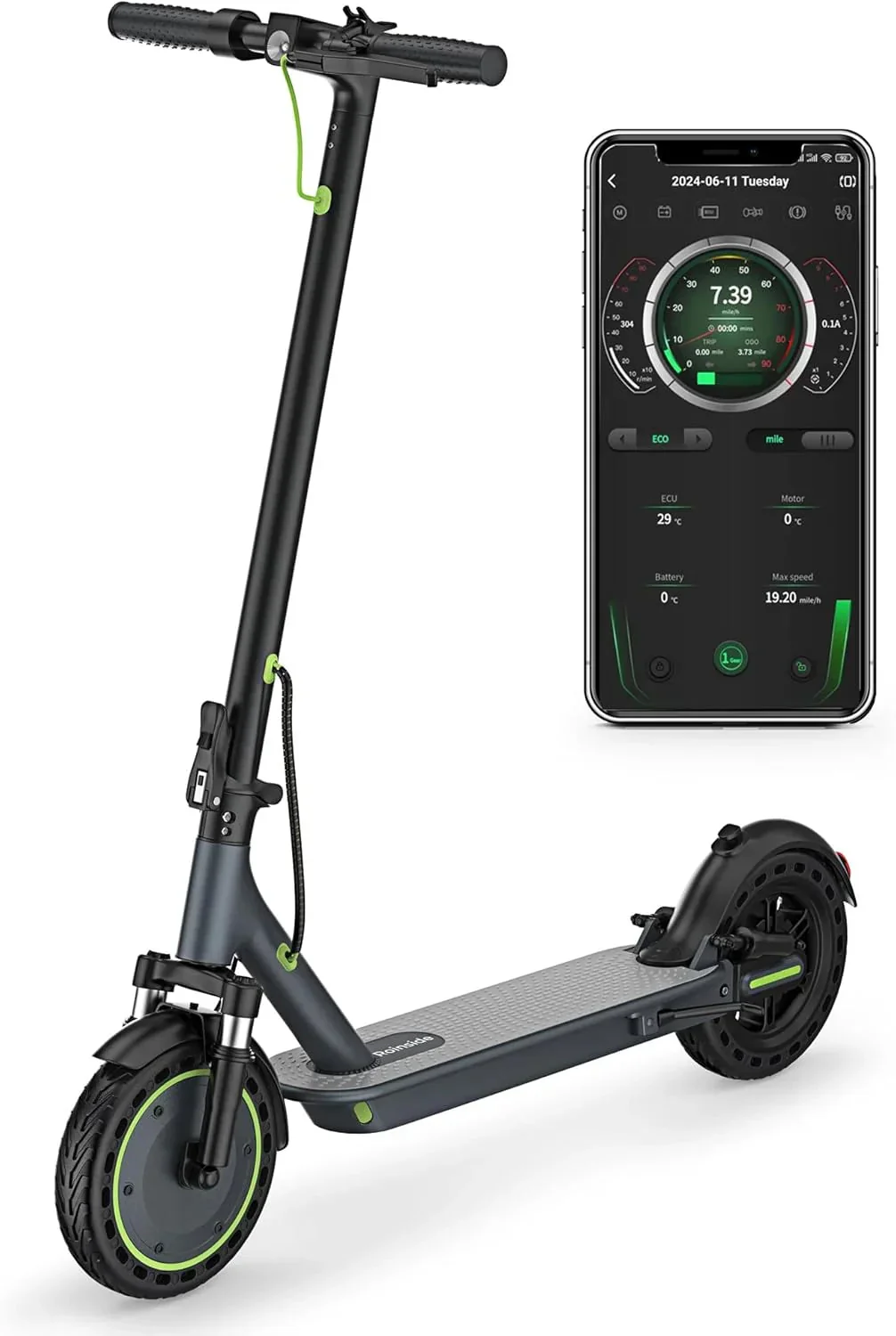 Roinside Electric Scooter, 8.5 in Solid Tires, 350W, 19 MPH, 21-23 Miles - UP12 Plus