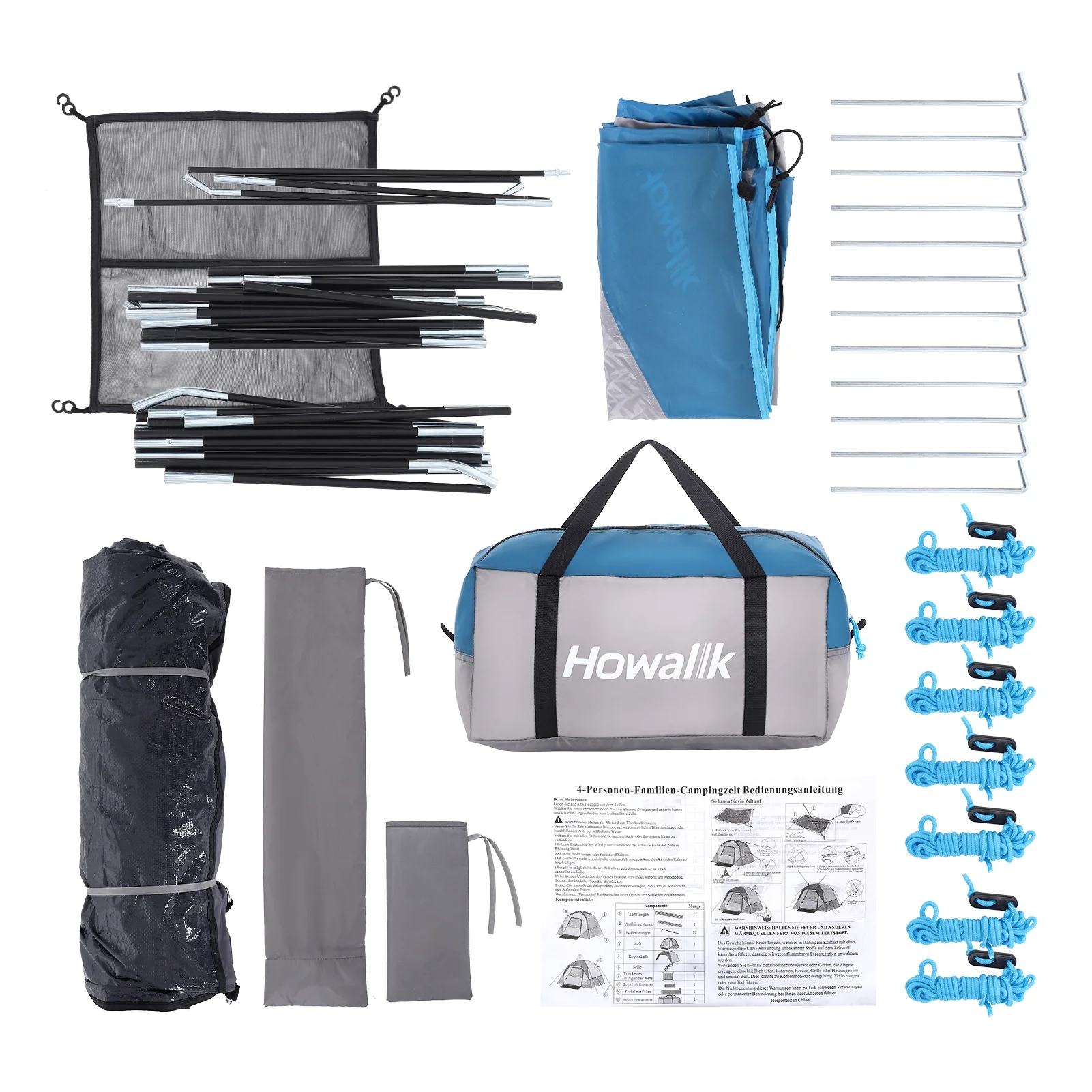 Camping Tent, Tent for Camping, Easy Set up Camping Tent 4 Person and 6 Person for Hiking Backpacking Traveling Outdoor, Light Blue, 2.8ft (L) x 7ft (W) x 58inH)