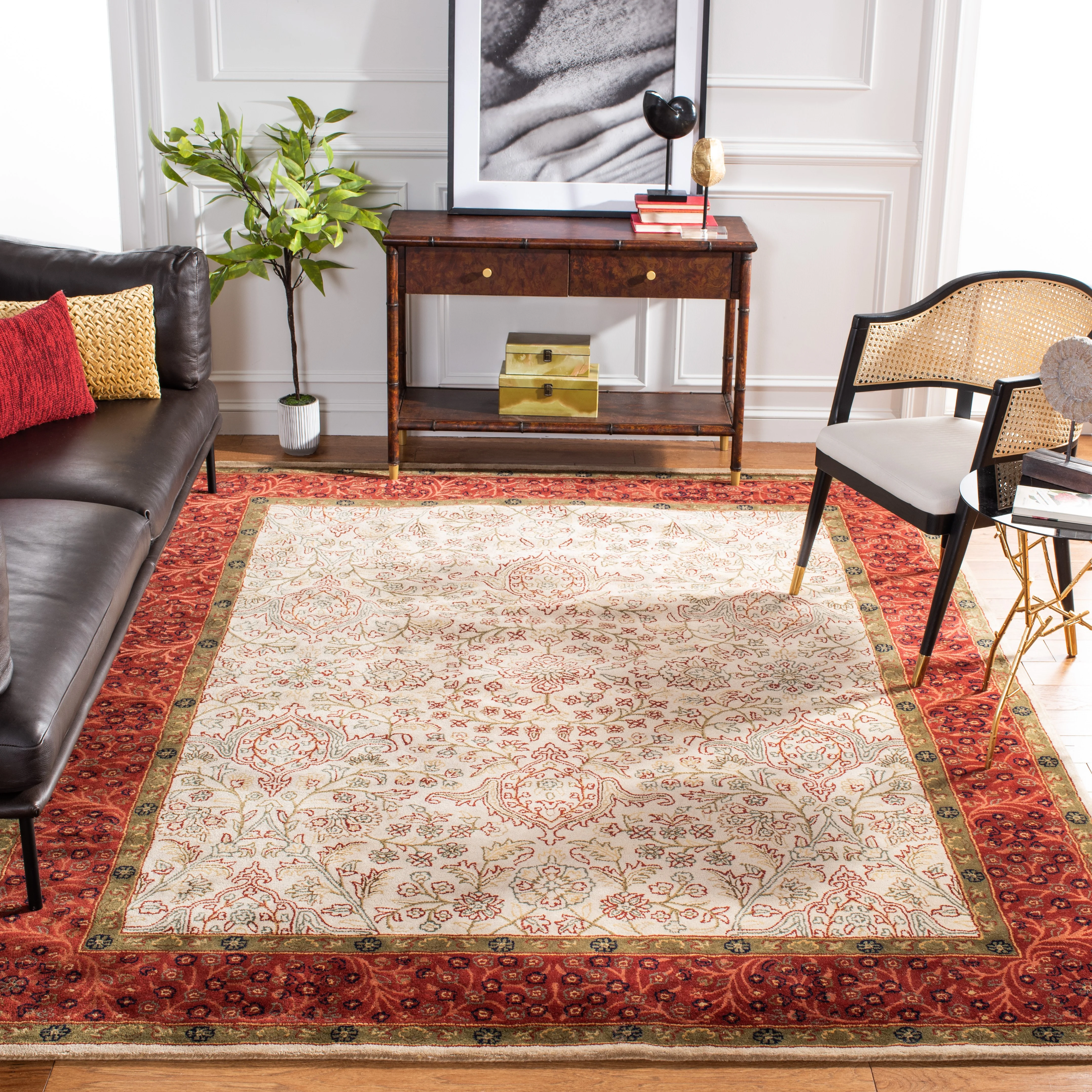 SAFAVIEH Persian Legend Joan Oriental Area Rug, Ivory/Rust, 7’6″ x 9’6″