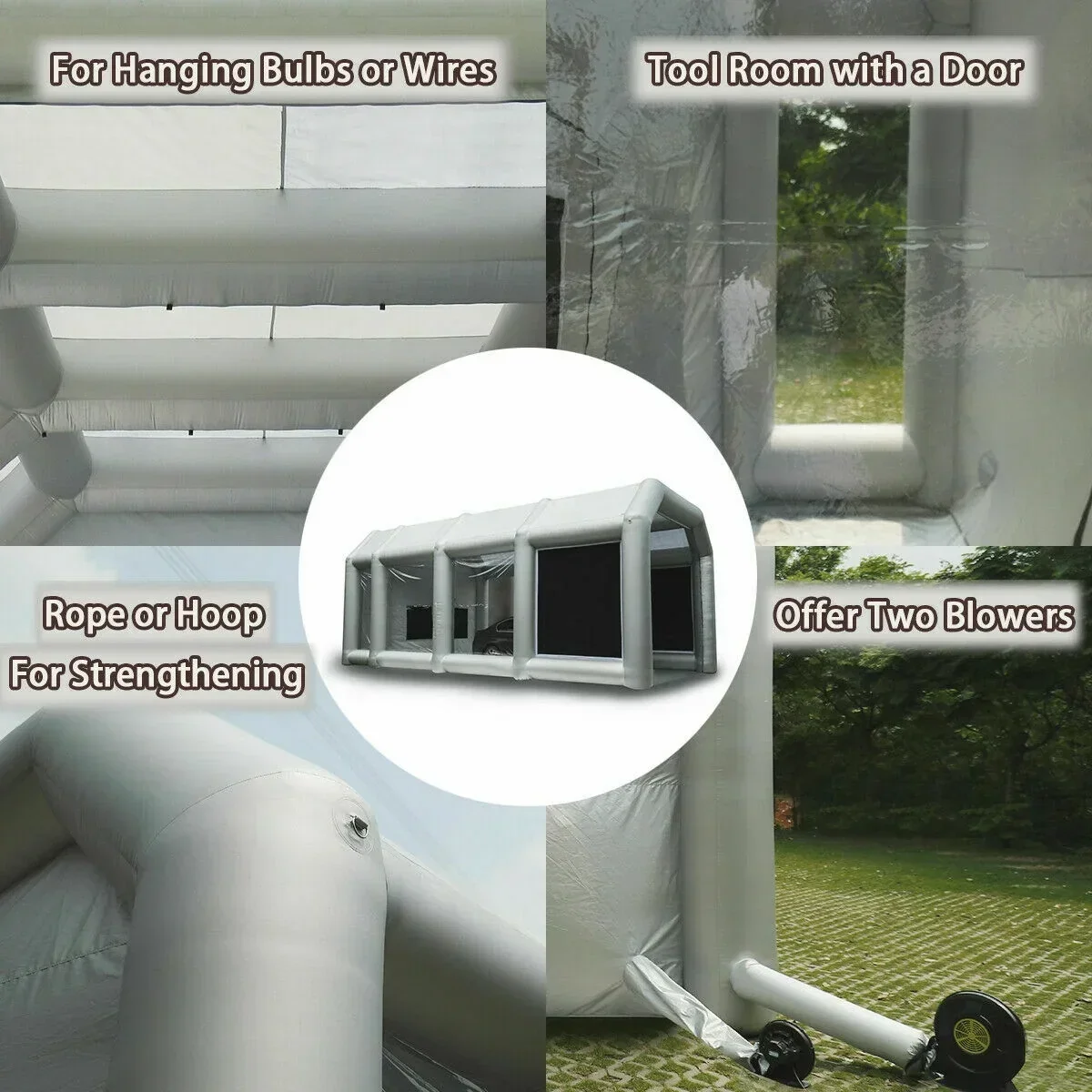 Inflatable Spray Paint Booth Tent 28X15X10FT With Two Blowers - 950W+280or380W