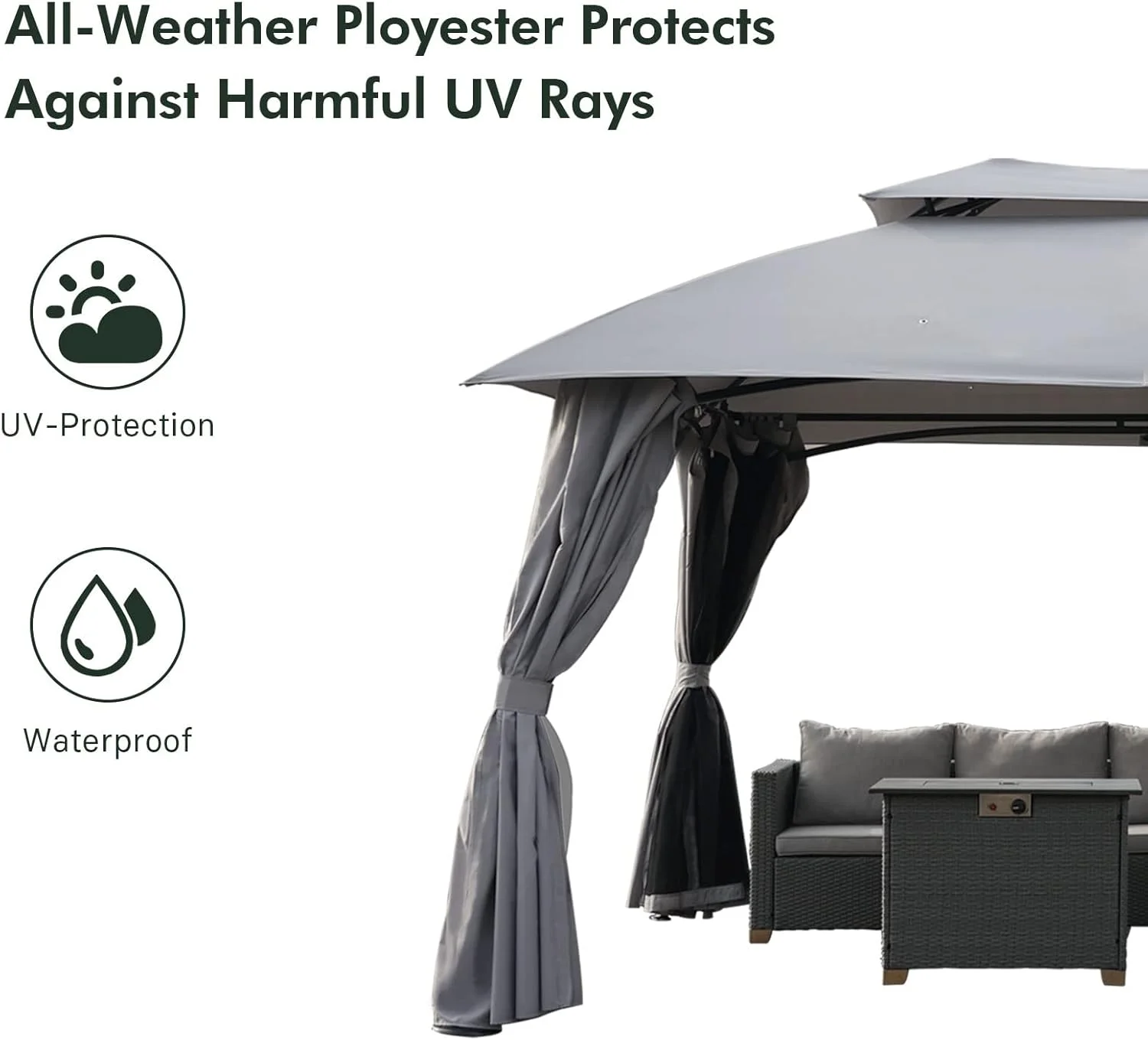 Simenmax 10 x 13 Steel Patio Gazebo, with Mesh Netting and Double Vented Roof